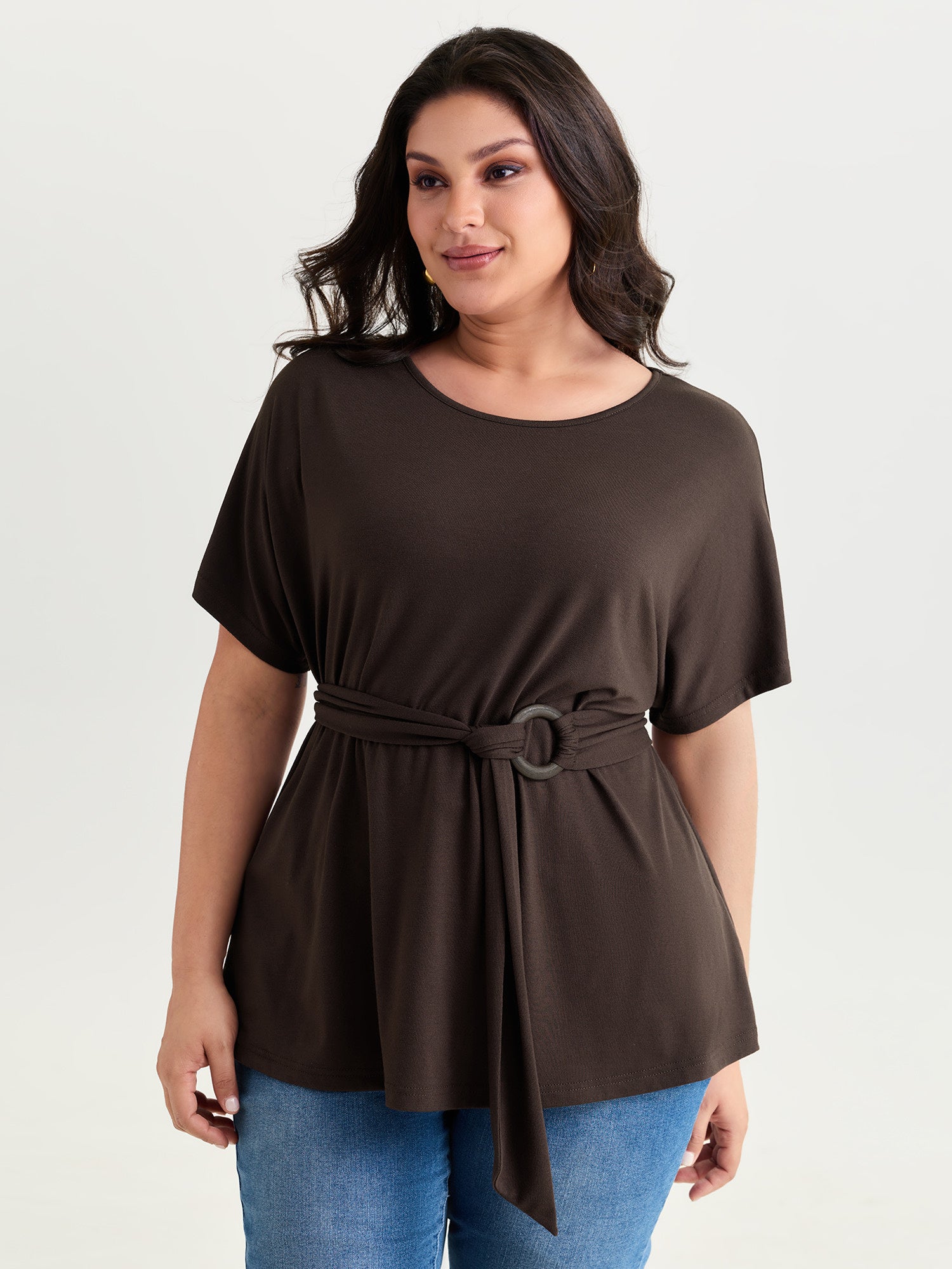 Supersoft Stretchy Waist-Defining Tied Knit Top