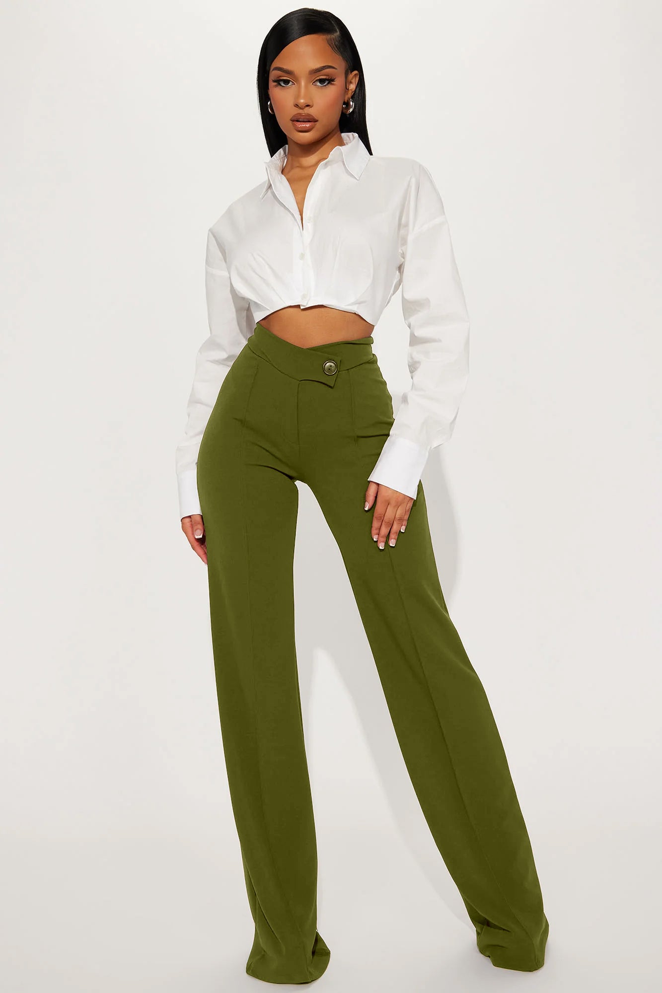 Tall Call It Even Wide Leg Dress Pants - Olive