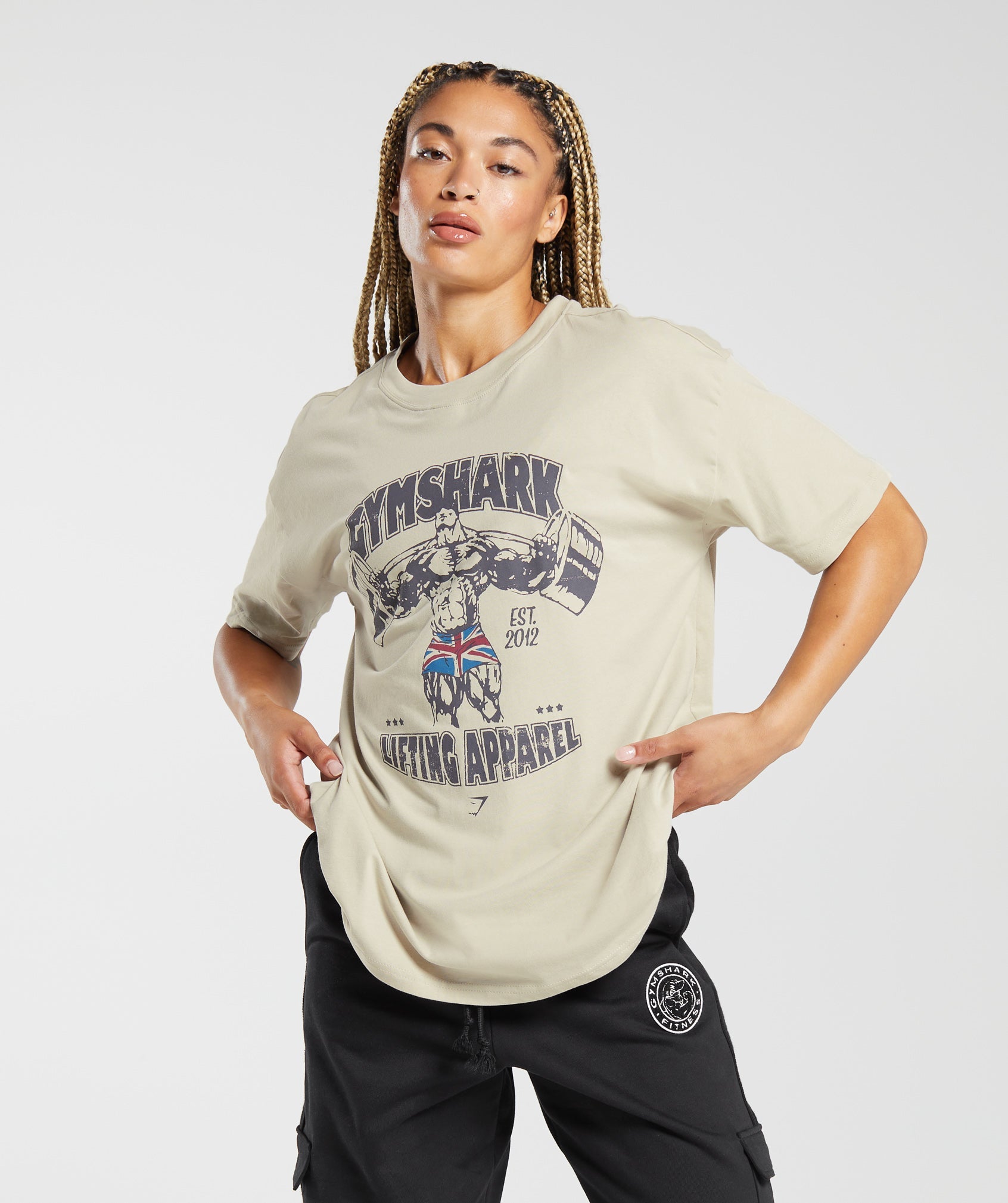 Gymshark Lifting Apparel Oversized T-Shirt - Washed Stone Brown