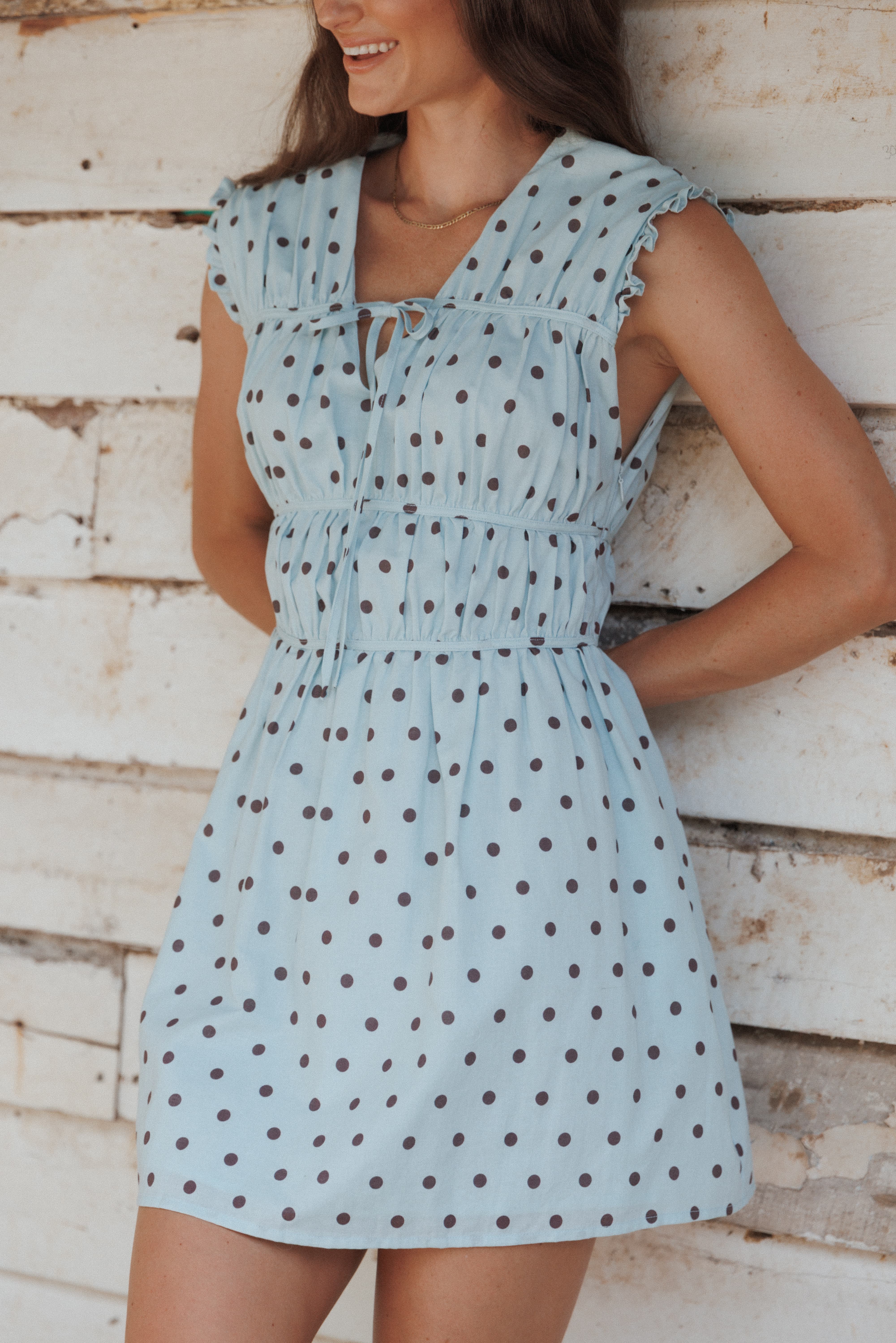 Pipper Mini Dress - Blue Polka Dot