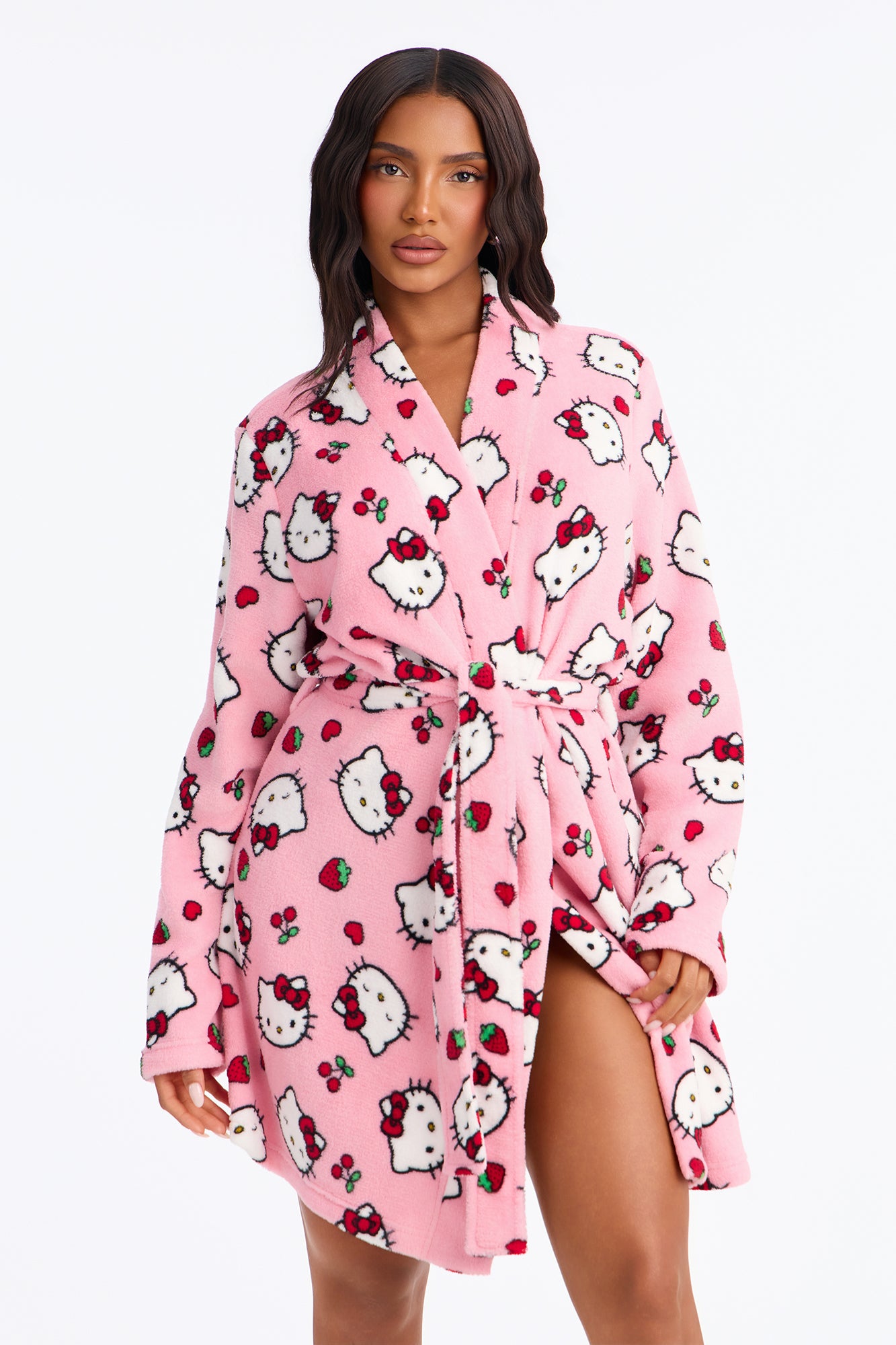 Hello Kitty Cozy Plush PJ Short Robe - Pink/combo