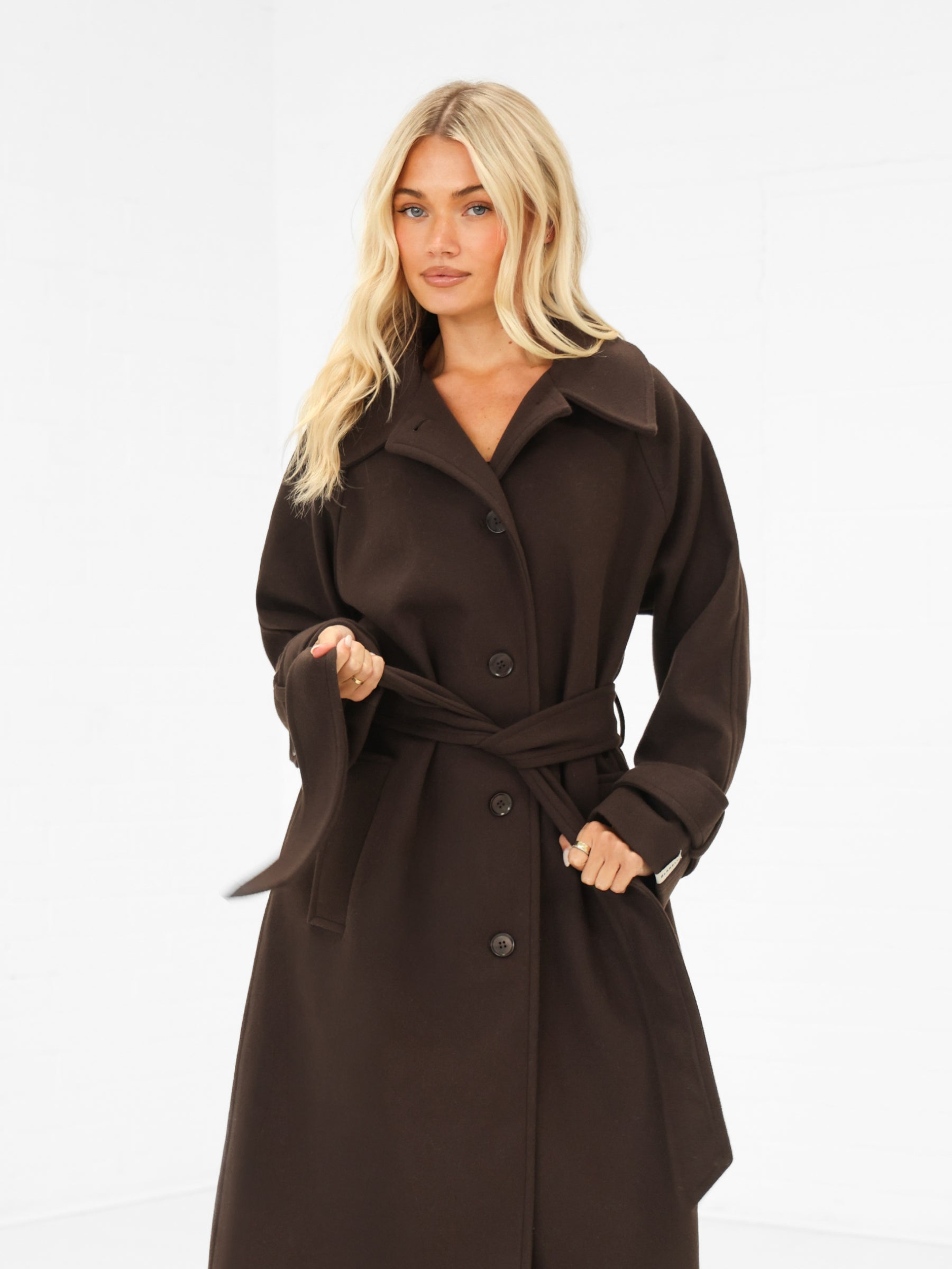 Madalyn Longline Coat - Dark Brown