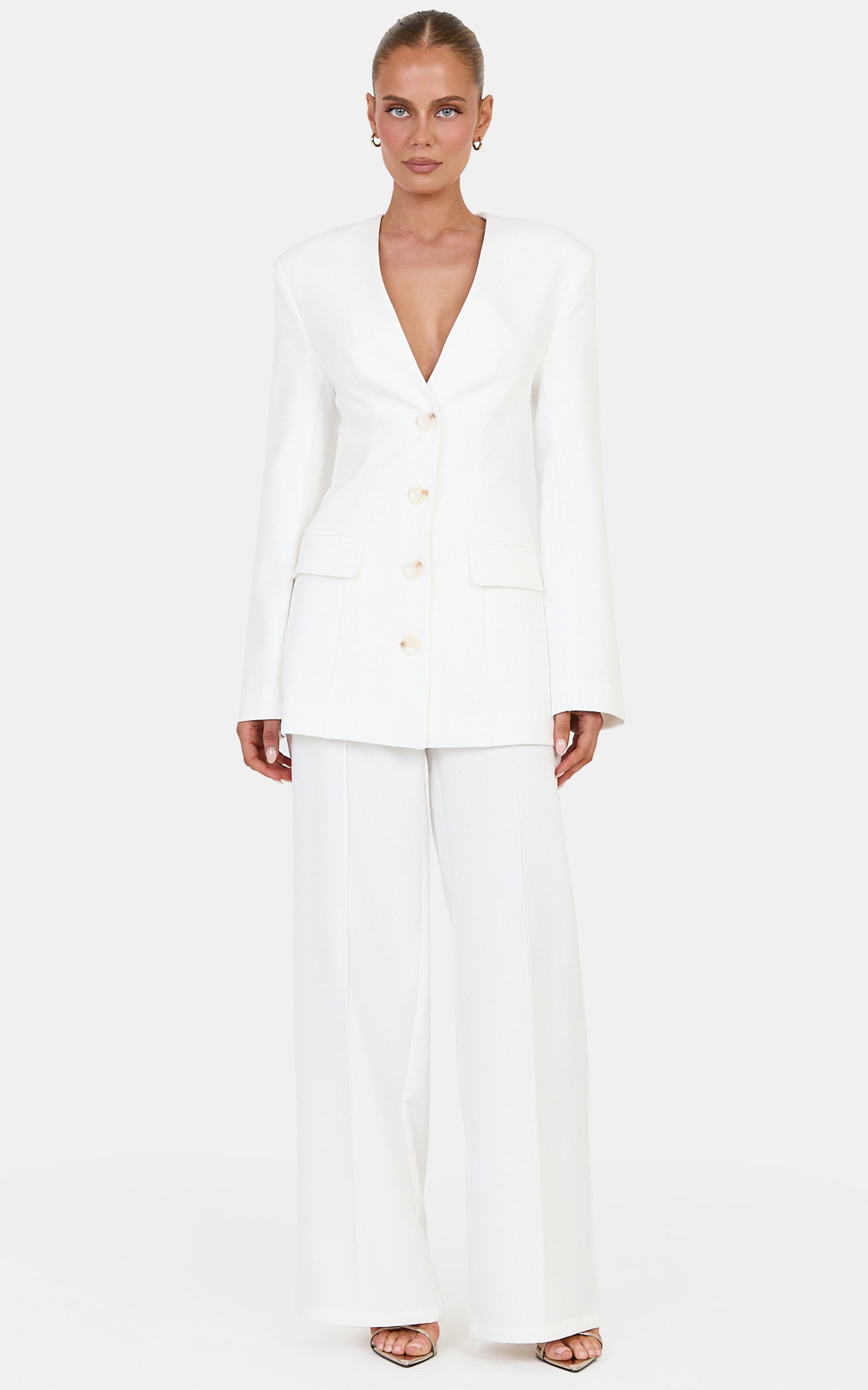 Victoria Pants - Relaxed Tailored Pants in Off White