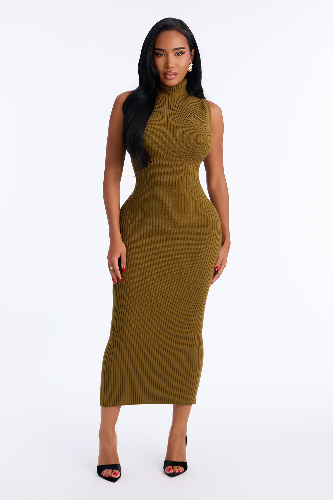Put Me First Sweater Maxi Dress - Olive