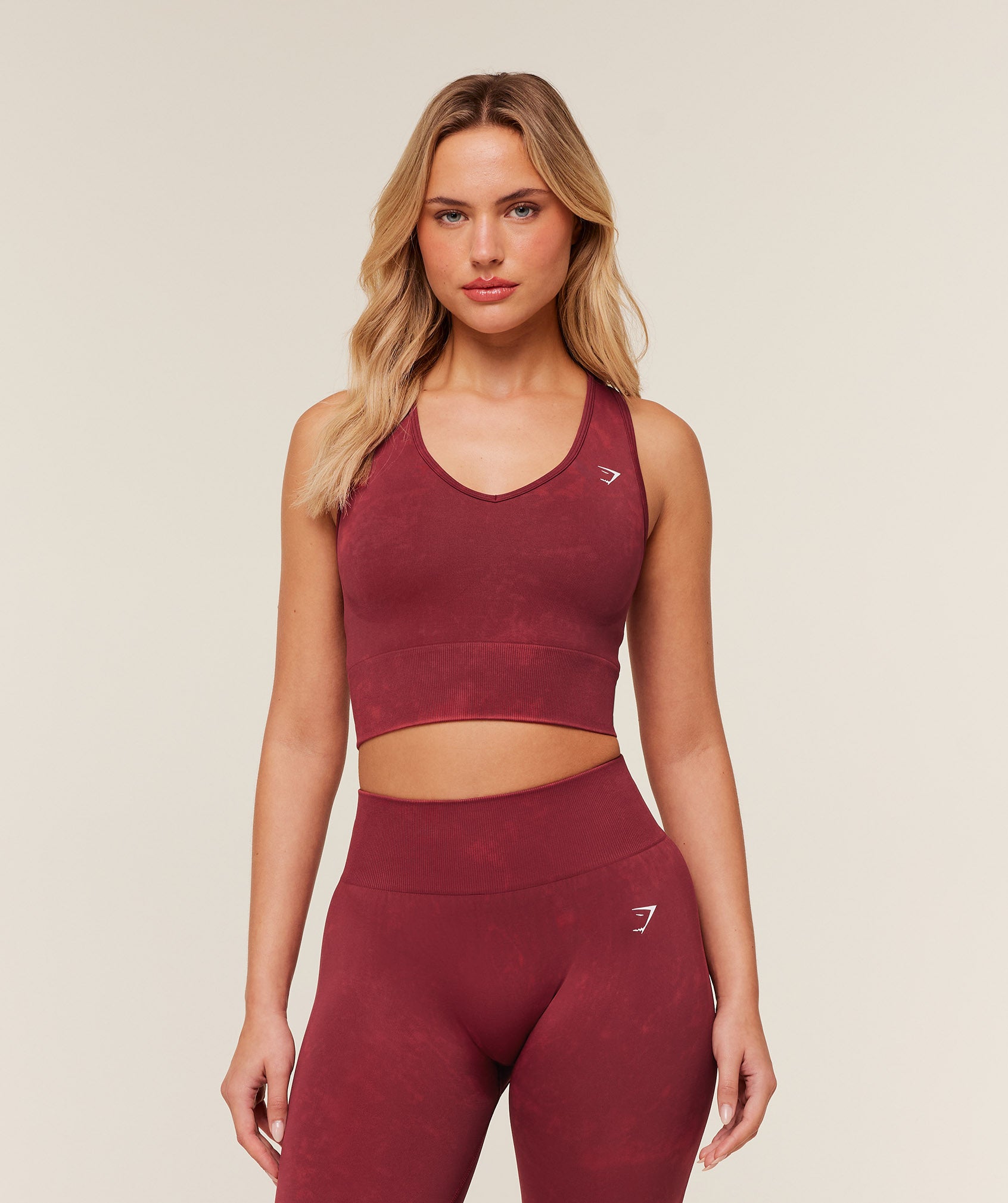 Gymshark Washed Crop Tank - Sets Red/Wash