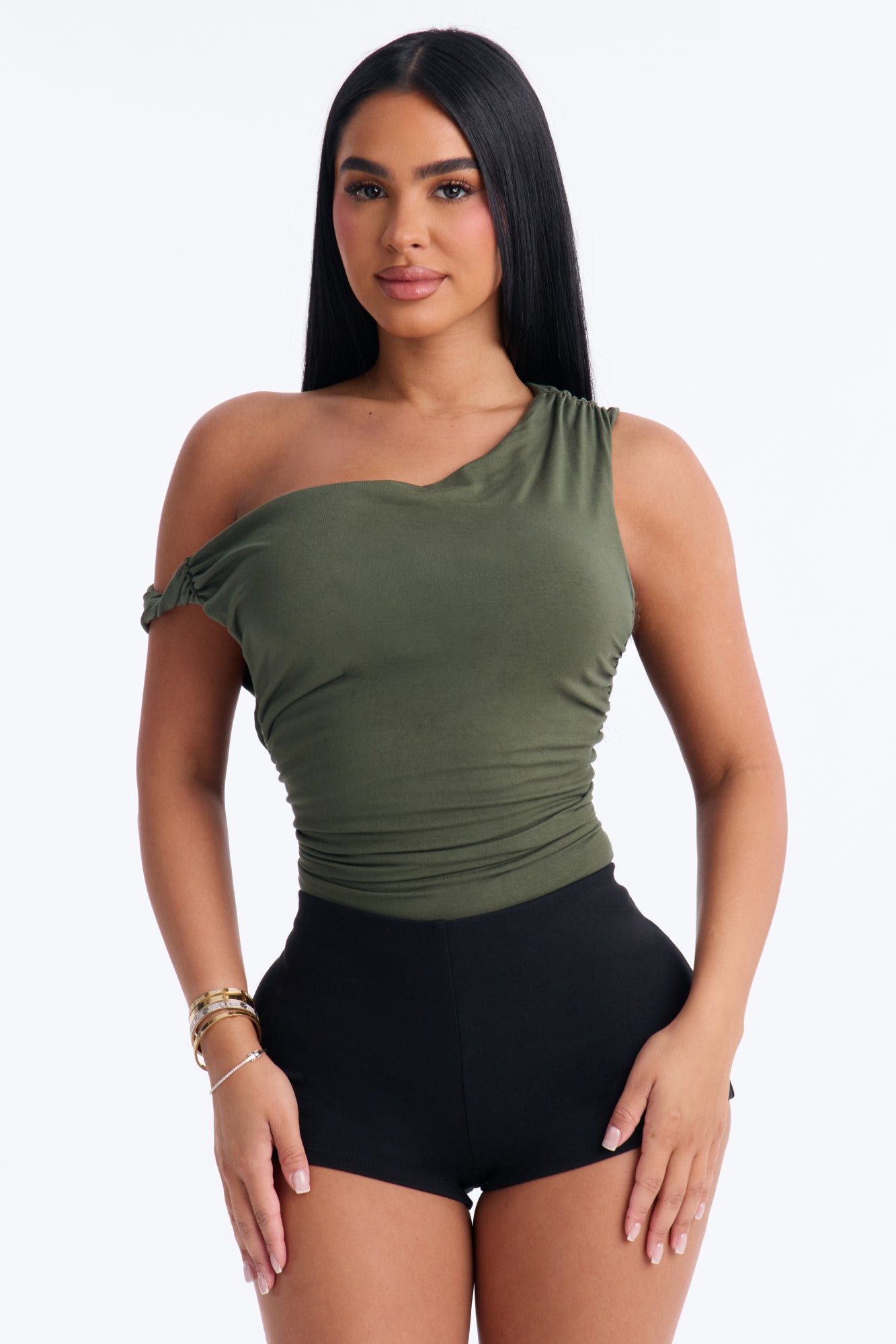 Kylie Off Shoulder Bodysuit - Olive