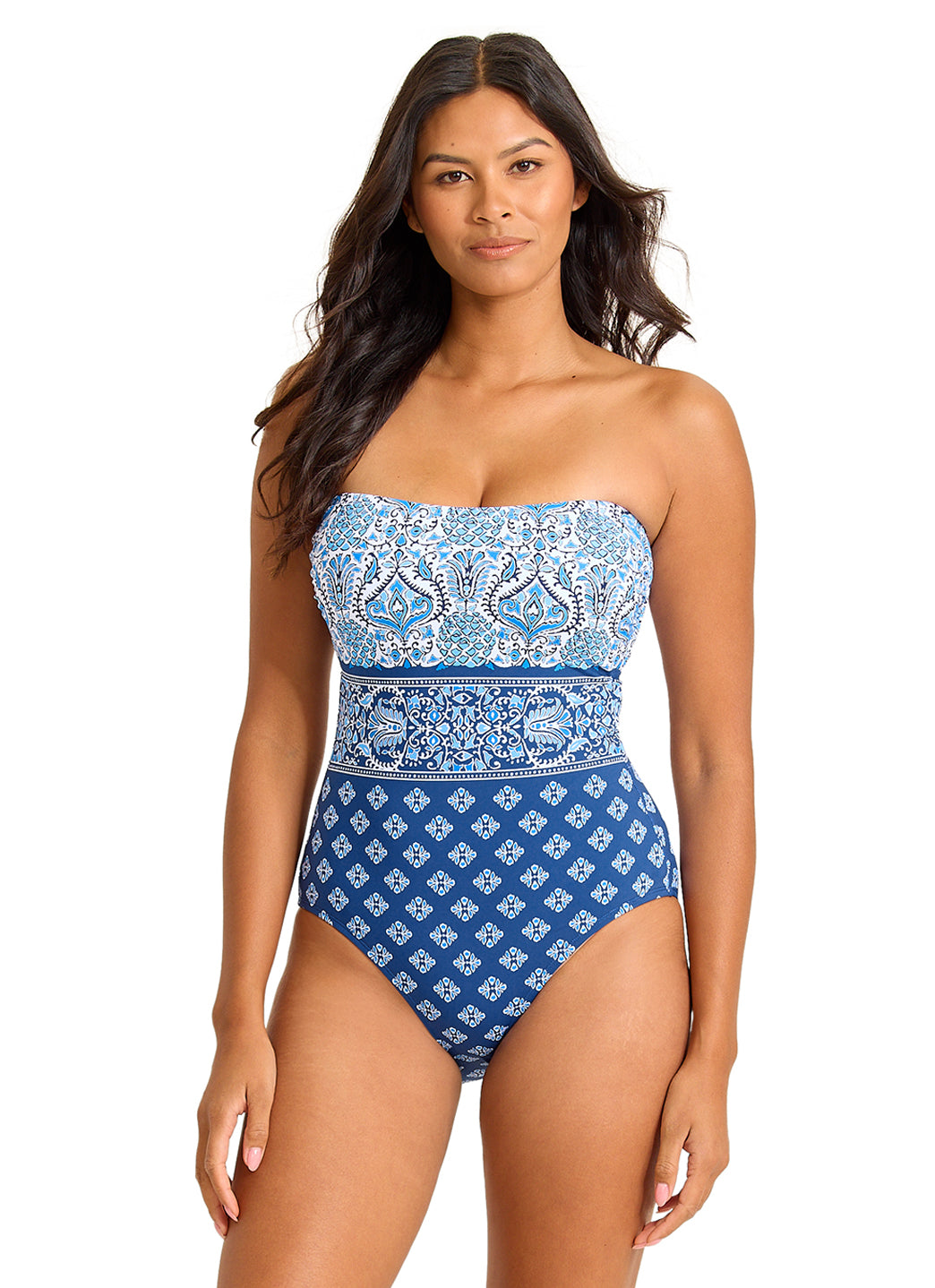 Tommy Bahama Women's Noble Pineapple Bandeau One Piece Swimsuit