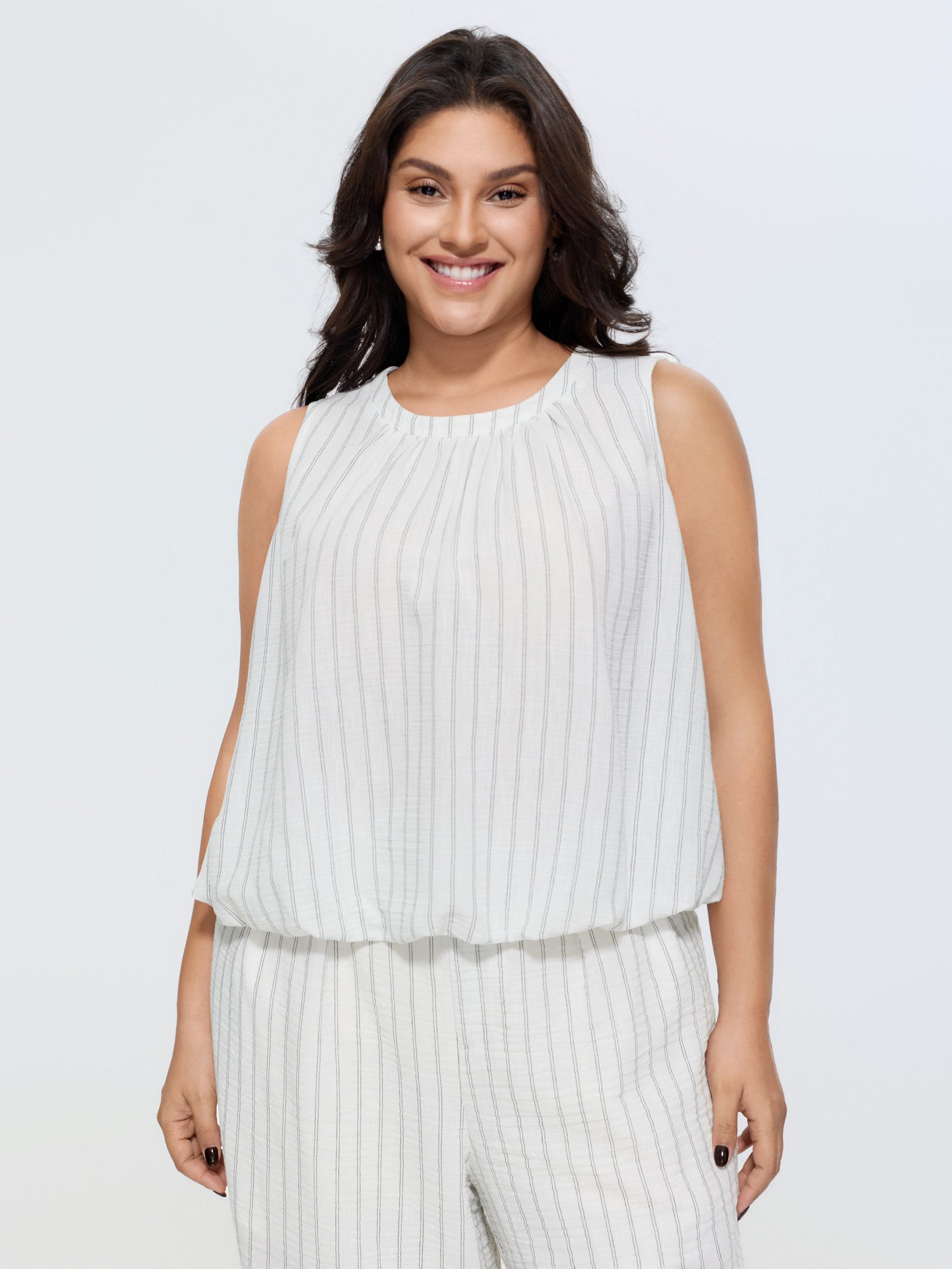 Supersoft Striped Sleeveless Blouse