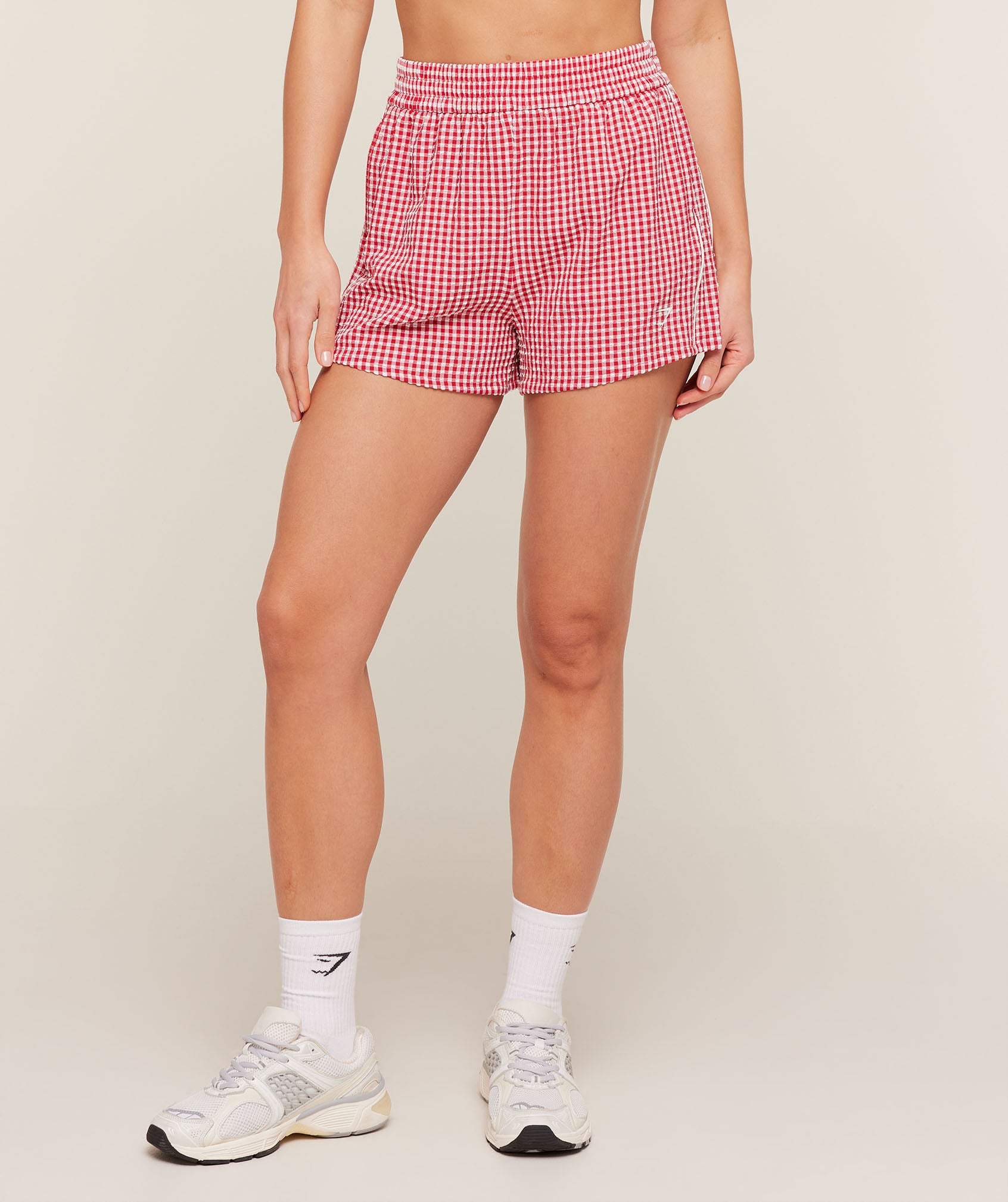Gymshark Gingham Shorts - Carmine Red/Soft White