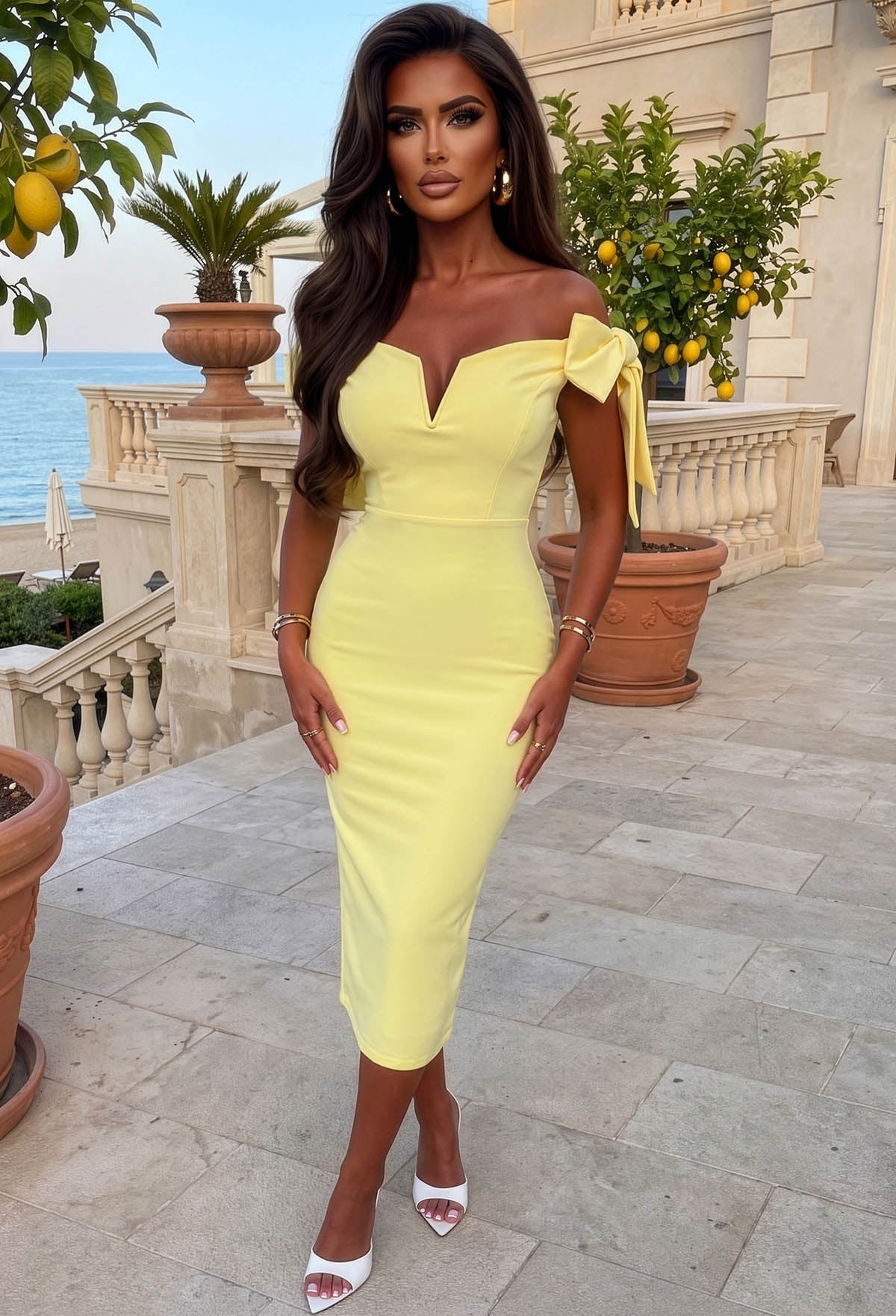 Tied With A Kiss Lemon Midaxi Dress With Side Bow