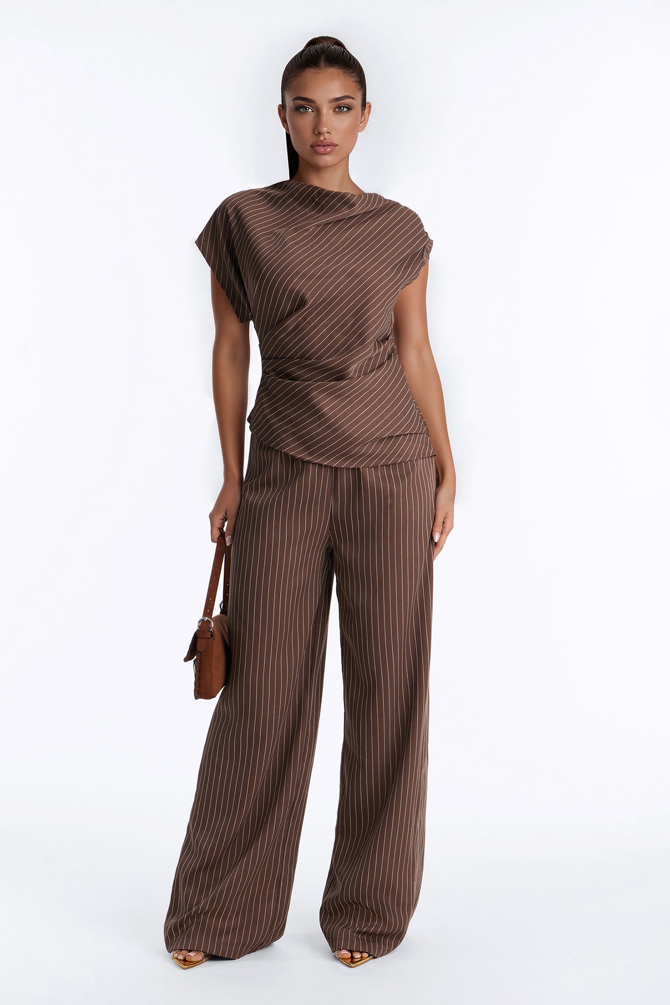 It's Been Handled Pinstripe Jumpsuit - Chocolate