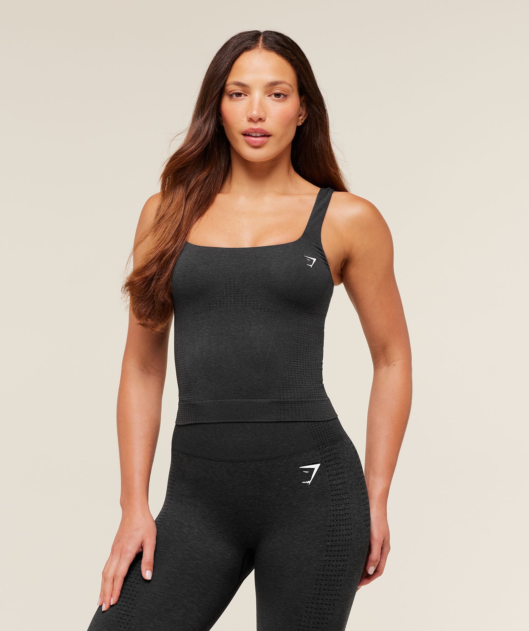 Gymshark Vital Seamless Tank With Shelf - Black Marl
