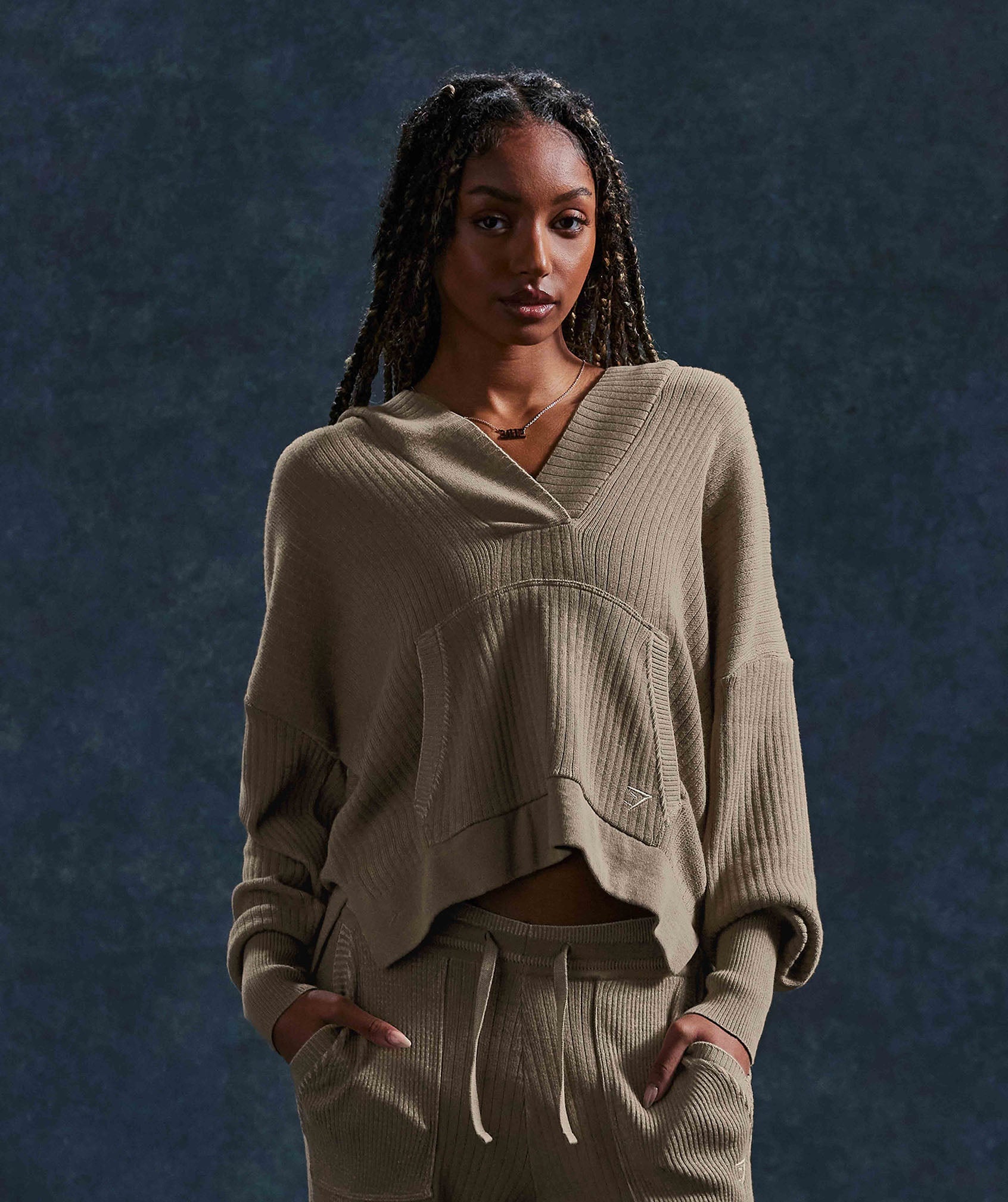 Gymshark Pause Knitwear Hoodie - Brown