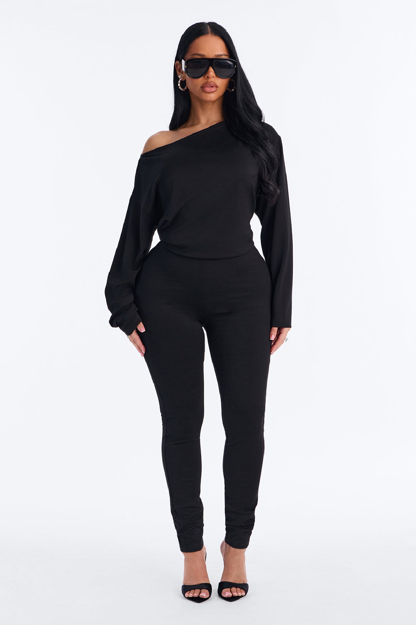 Brianna Scuba Skinny Leg Jumpsuit - Black