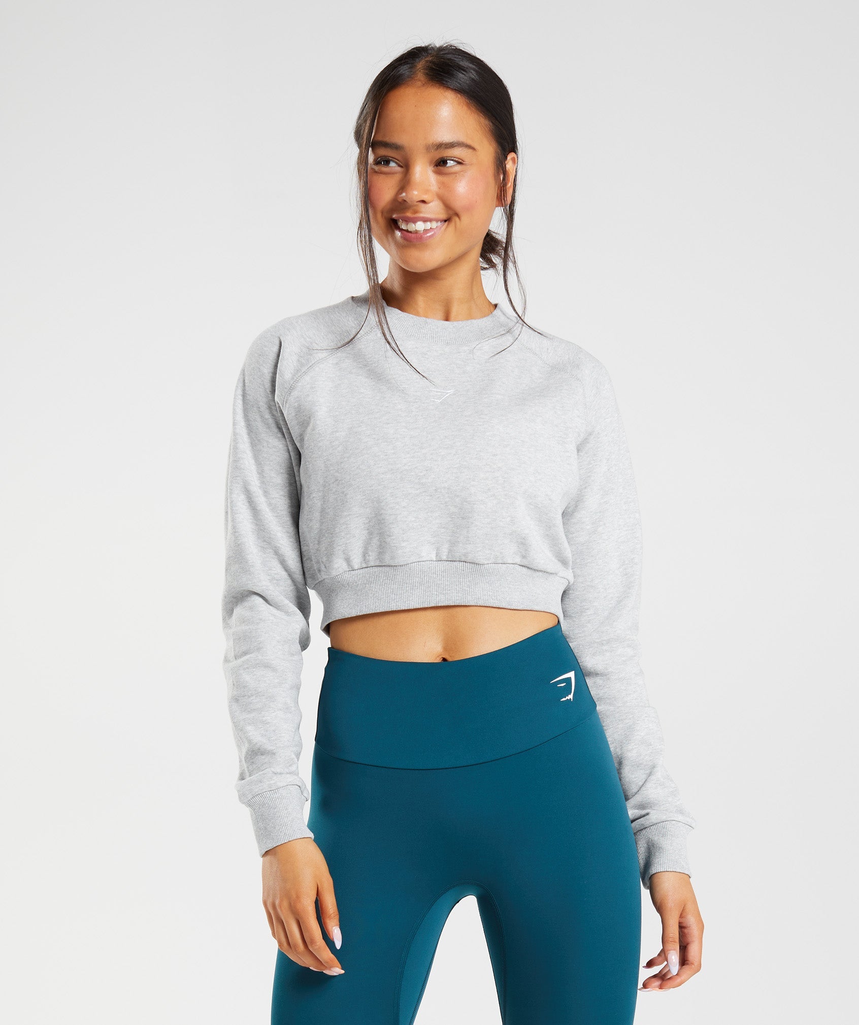Gymshark Training Crop Sweater - Light Grey Core Marl