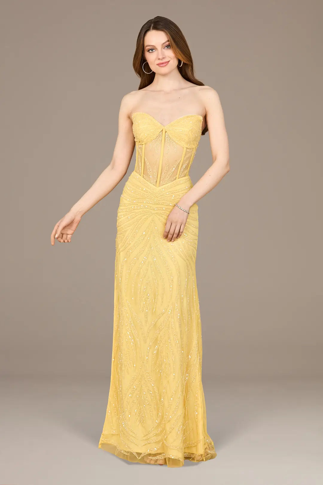 Beaded Corset Dress with Slit