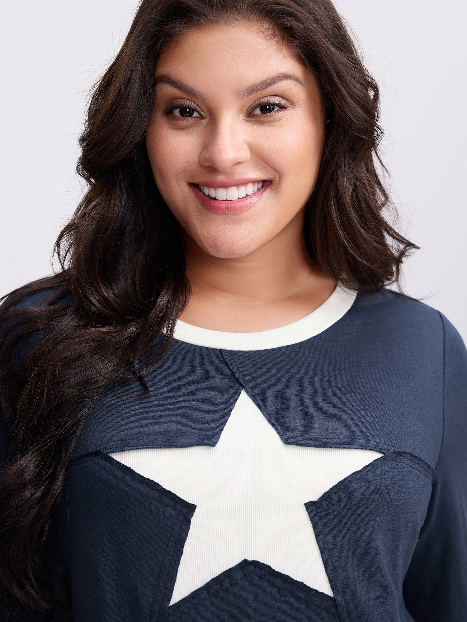 Star Pattern Textured Stretchy T-Shirt