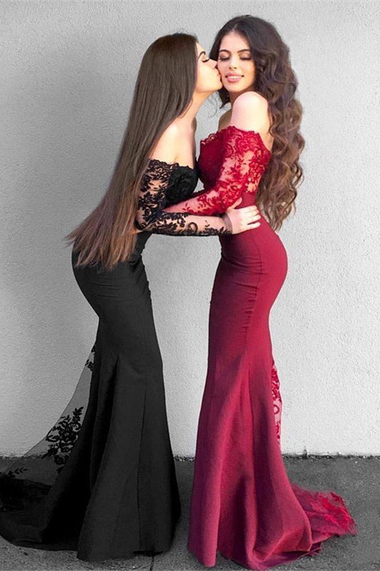 Lace Long Sleeves Mermaid Evening Dress