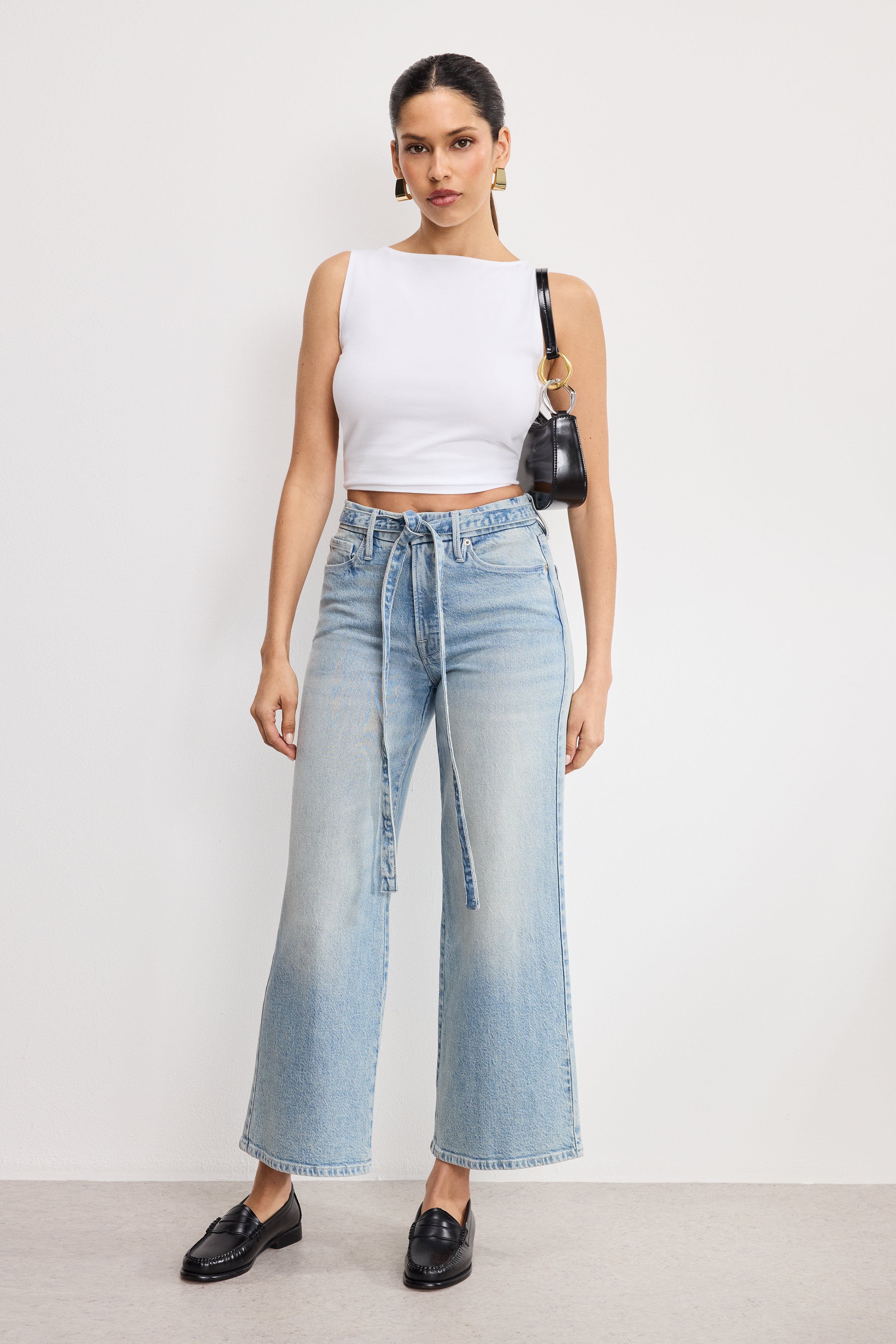 GOOD WAIST PALAZZO CROPPED JEANS | INDIGO999