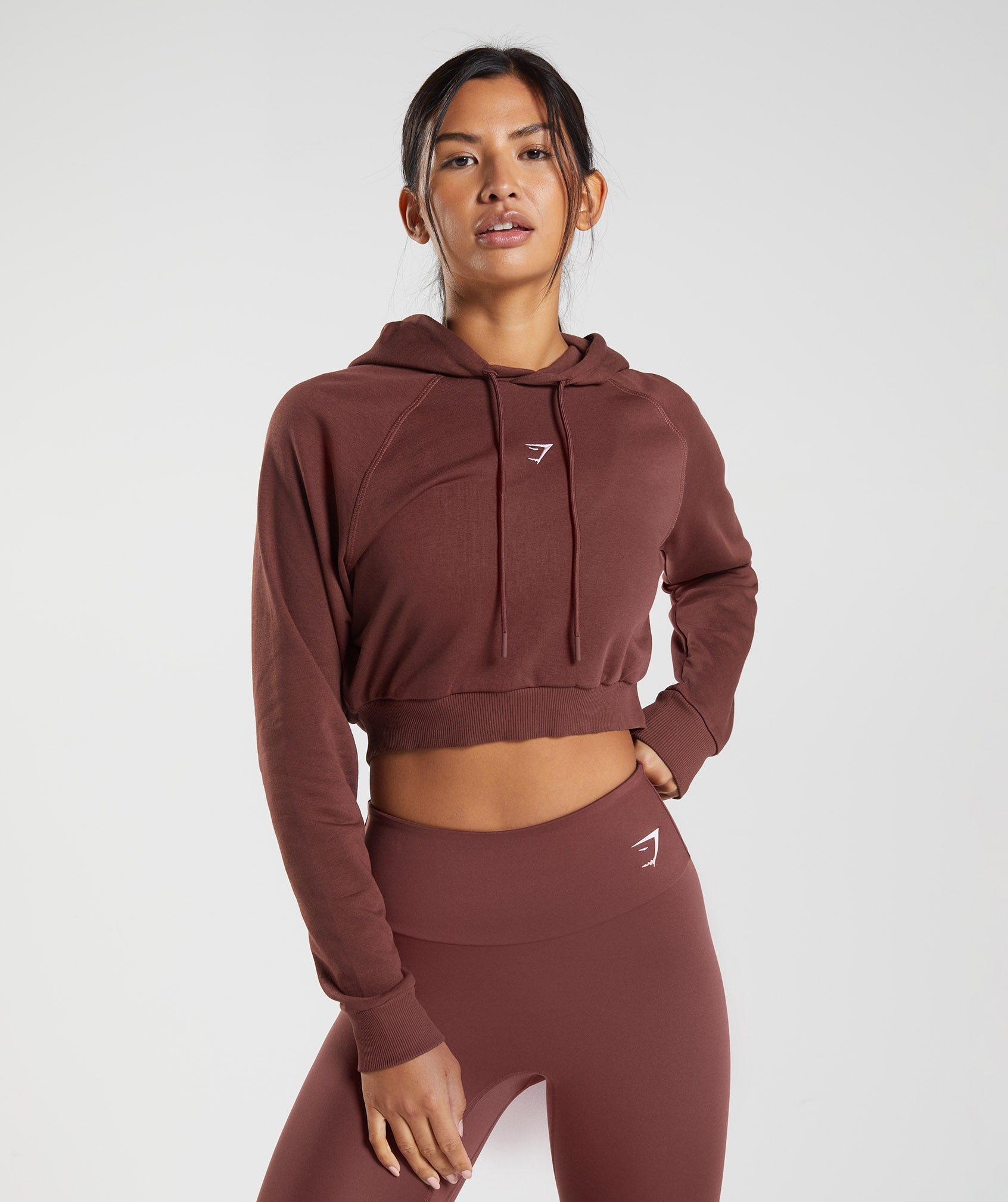 Gymshark Training Crop Hoodie - Cherry Brown