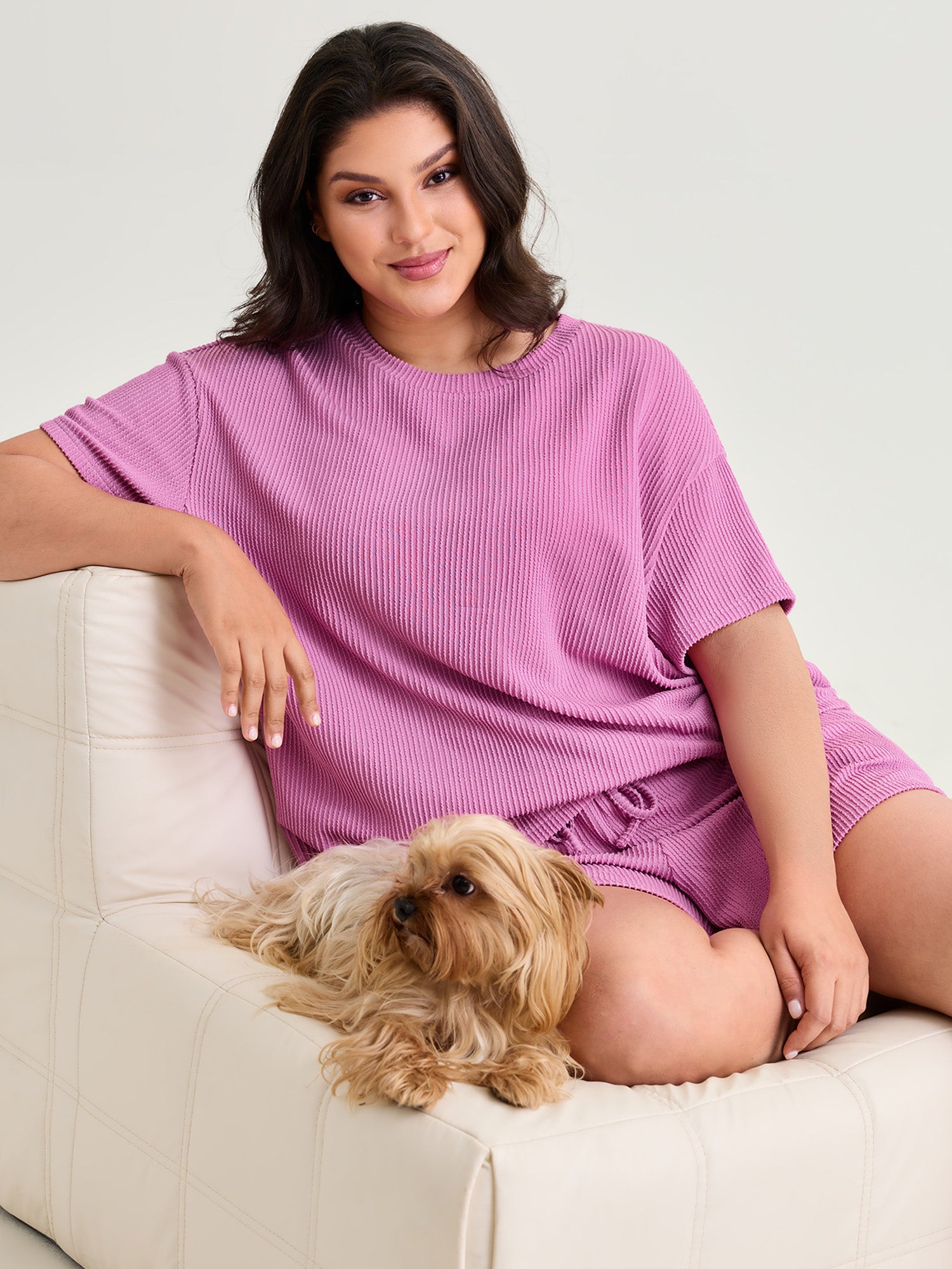 Stretchy Relaxed-Fit Plain T-Shirt