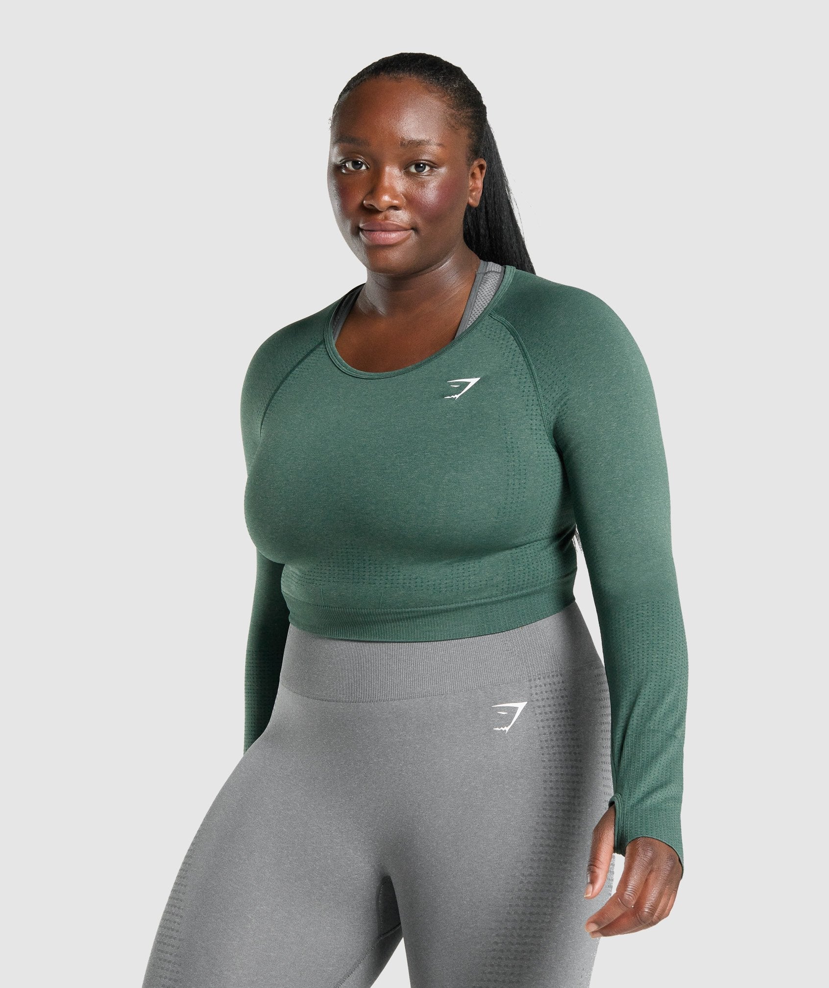 Gymshark Vital Crop Top - Obsidian Green Marl