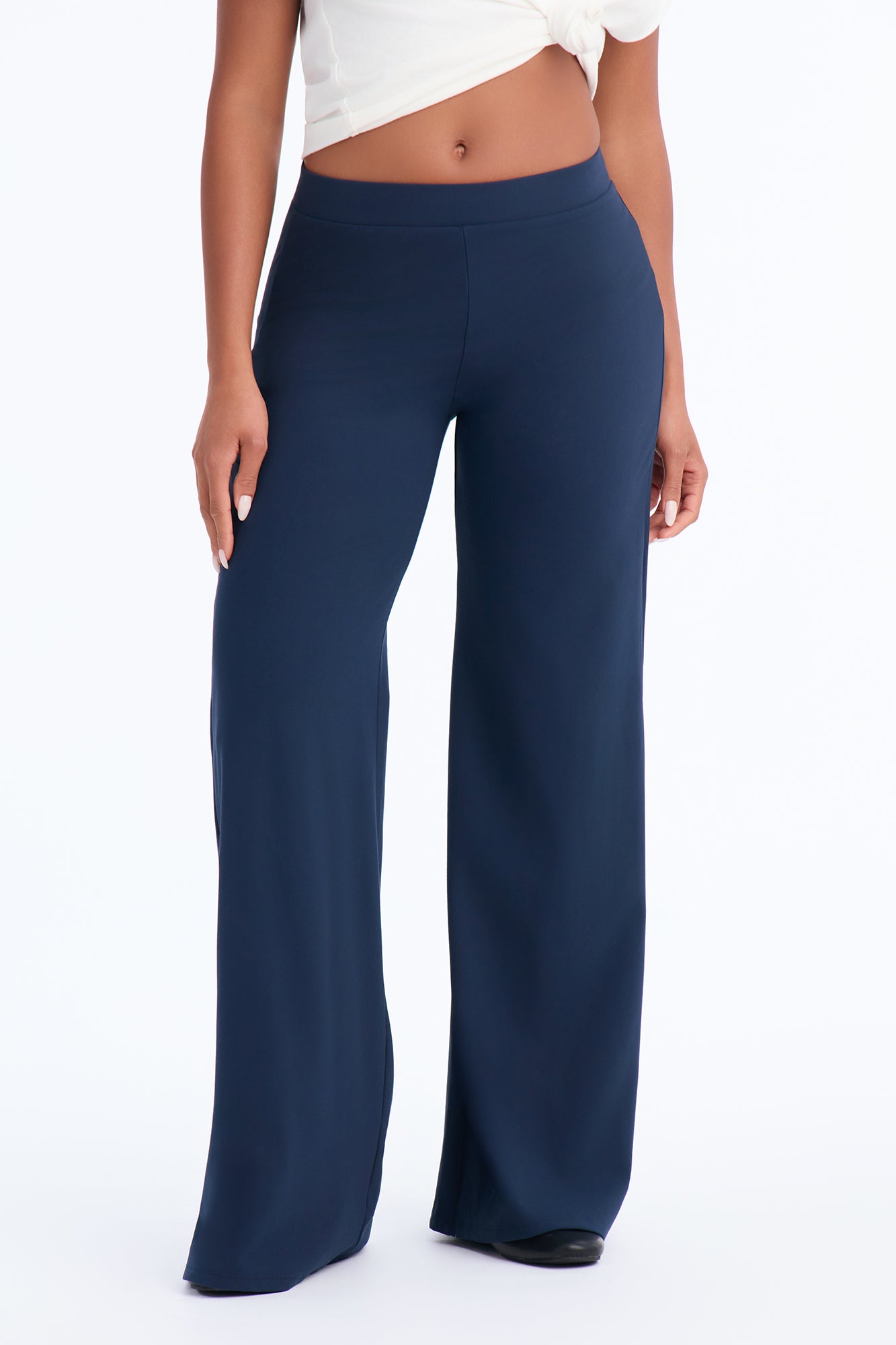 Casual Vibe High Rise Wide Leg Pant - Midnight Blue