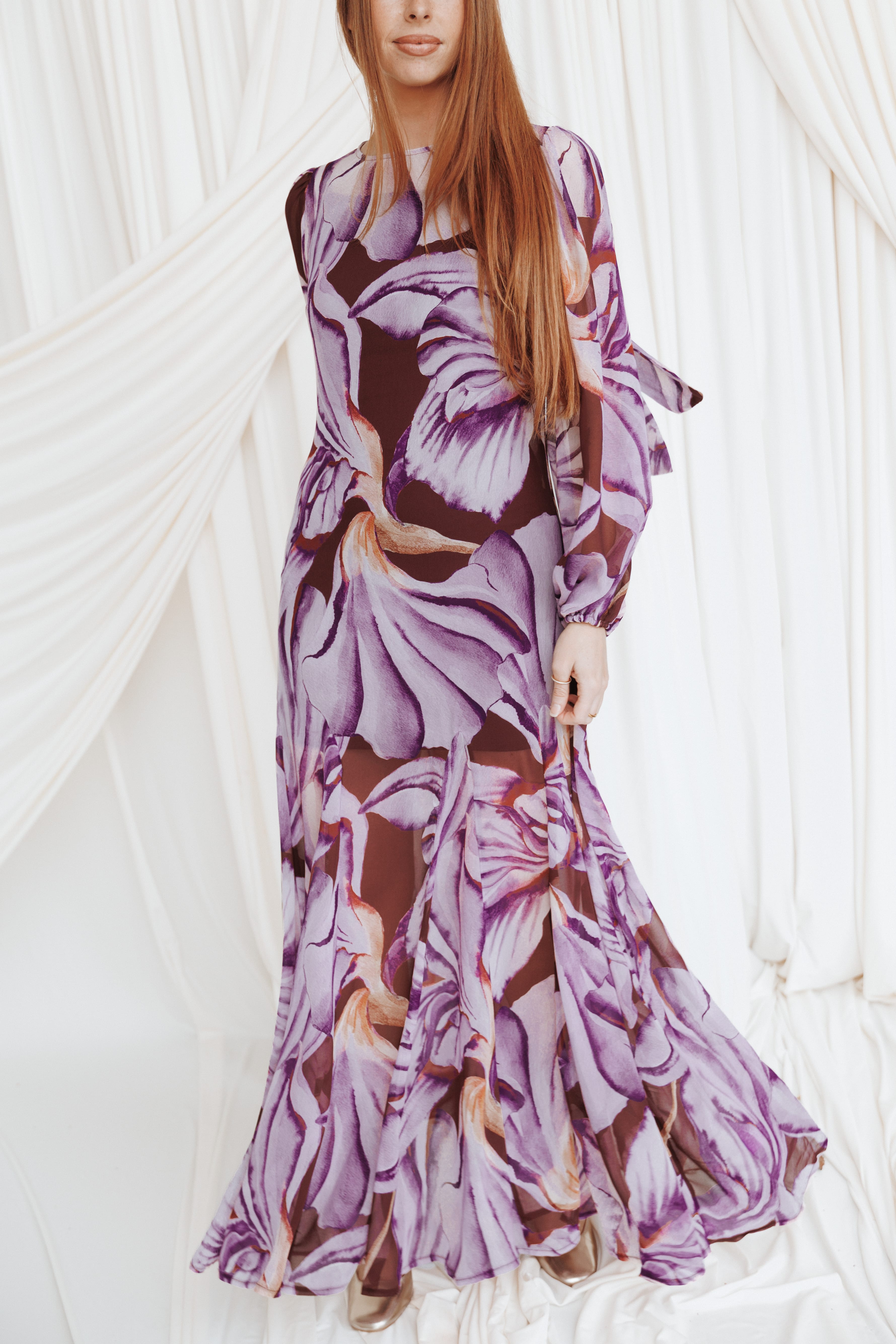 Keani Long Sleeve Maxi Dress - Plum Floral