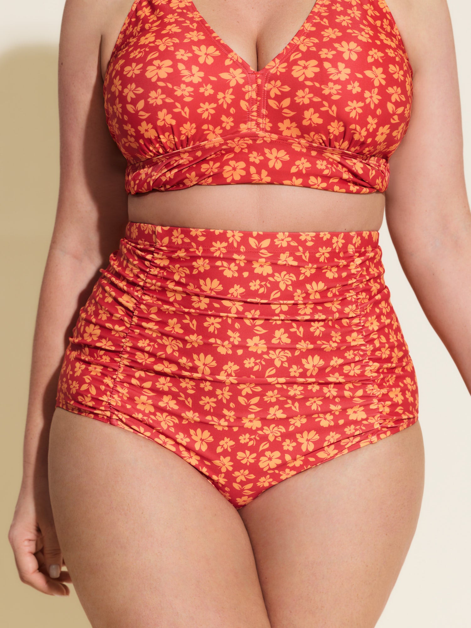 Floral Print High Waisted Swim Bottoms