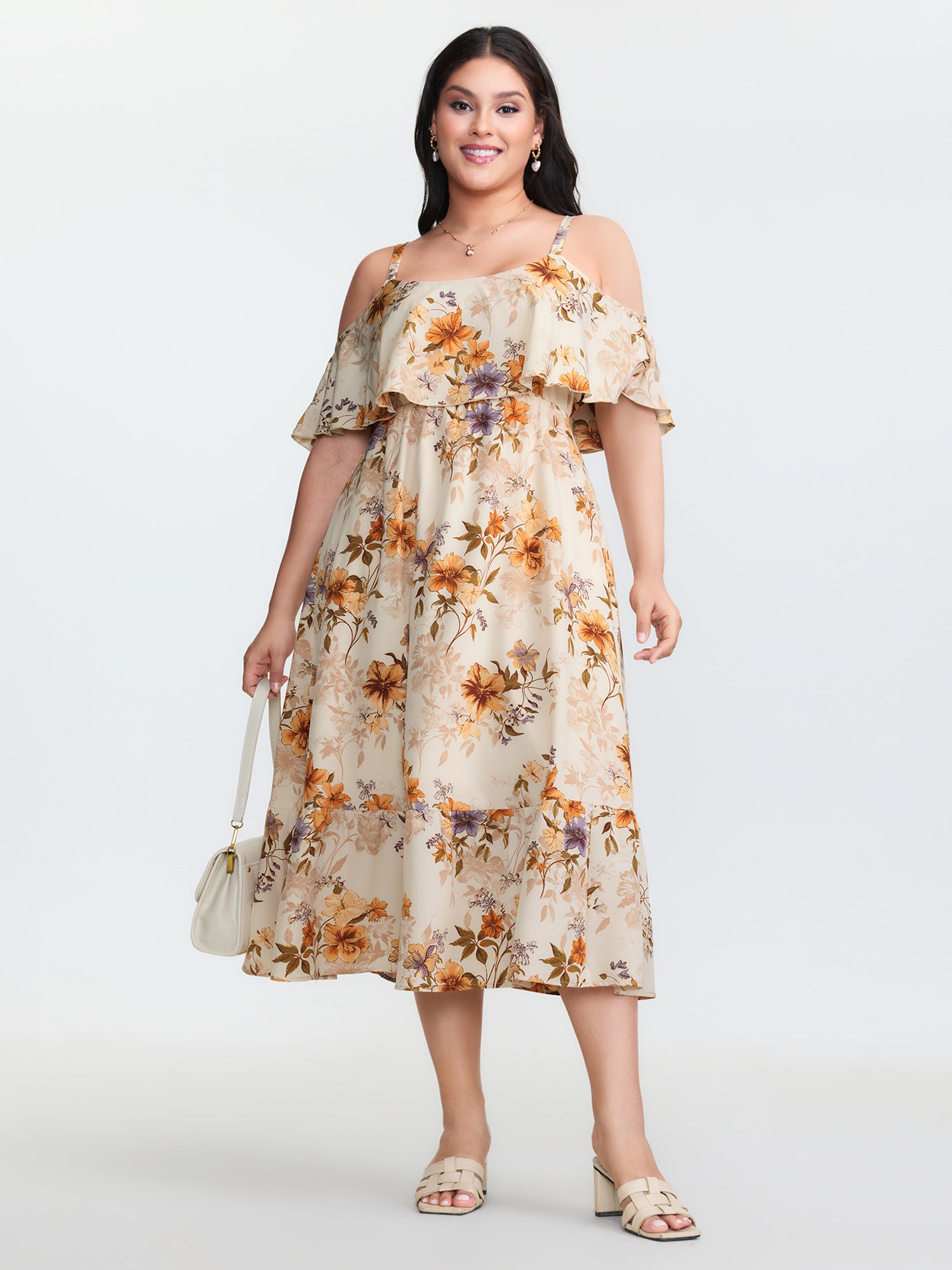 Floral Print Off-Shoulder Midi Dress
