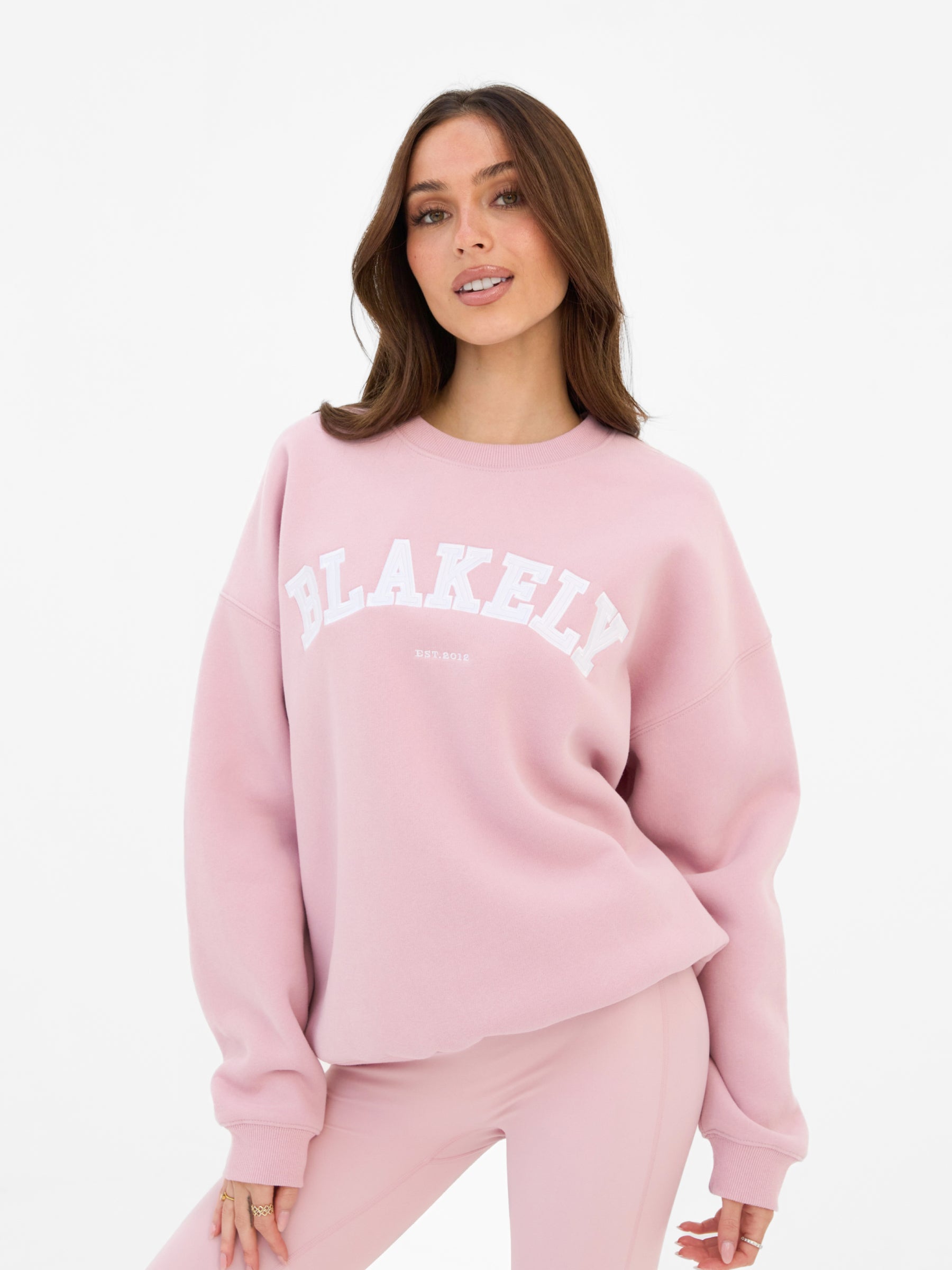 Varsity Oversized Jumper - Vintage Pink