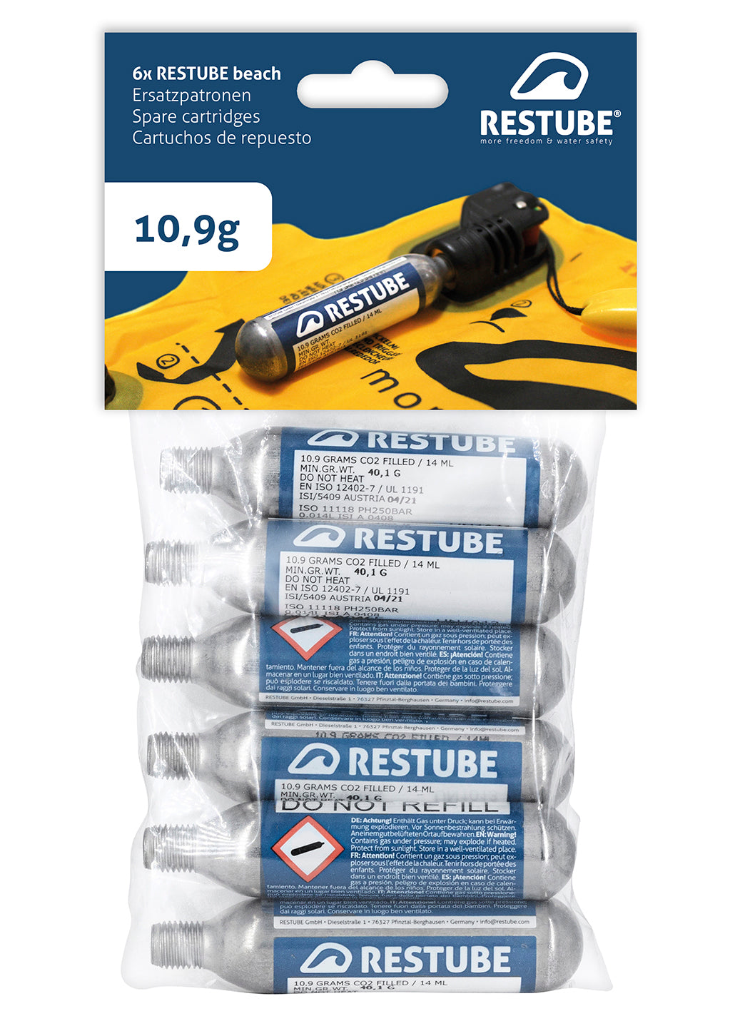 RESTUBE CO2 Cartridges (10.9 g) 6 Pack