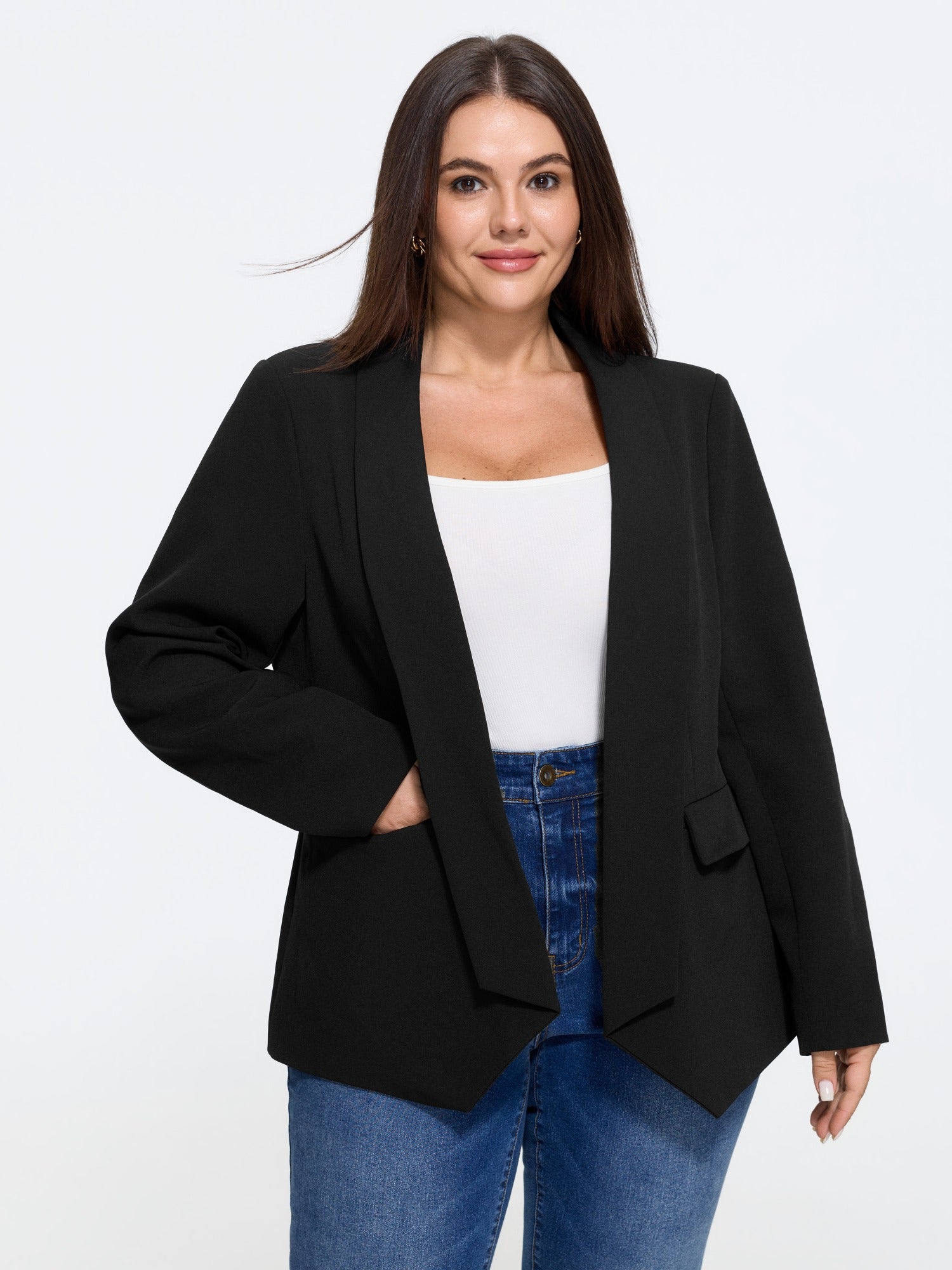 Shawl Collar Open Front Blazer