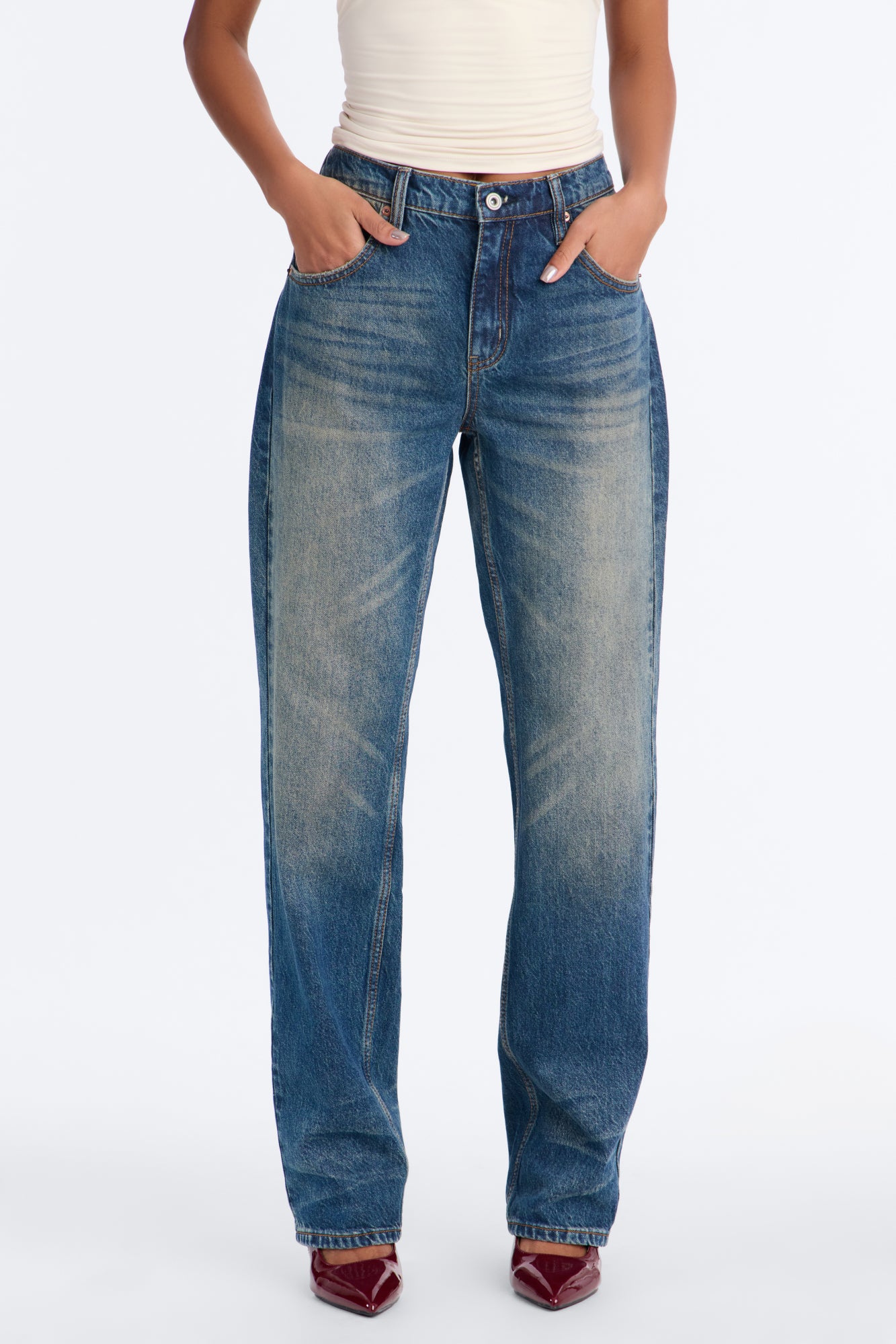 90s Icon Classic High Rise Straight Leg Jeans - Vintage Wash