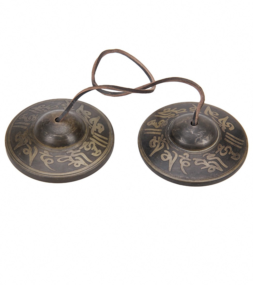 Sacred Space XL Om Mani Padme Hum Tibetan Gong Tingsha Cymbals 3.5"
