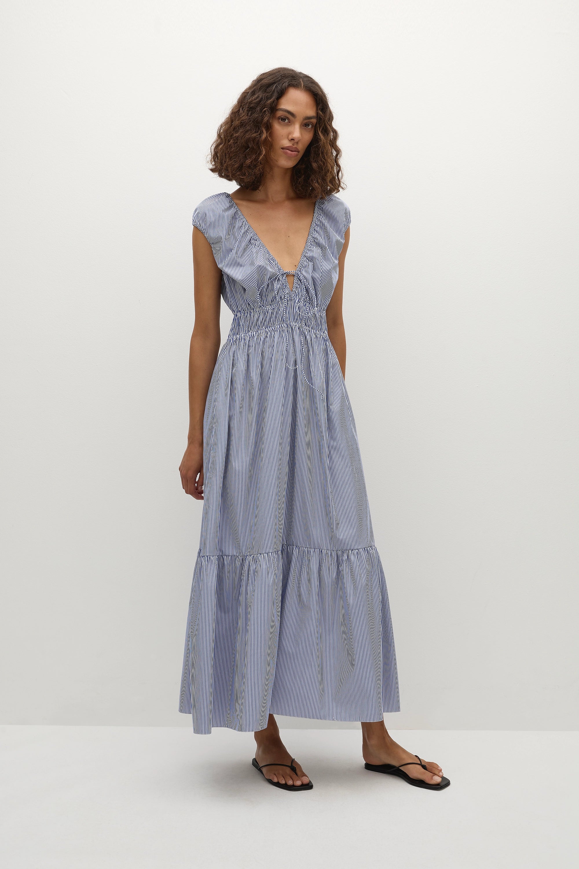 Hedda Maxi Dress Helle Stripe Vintage Navy - Final Sale