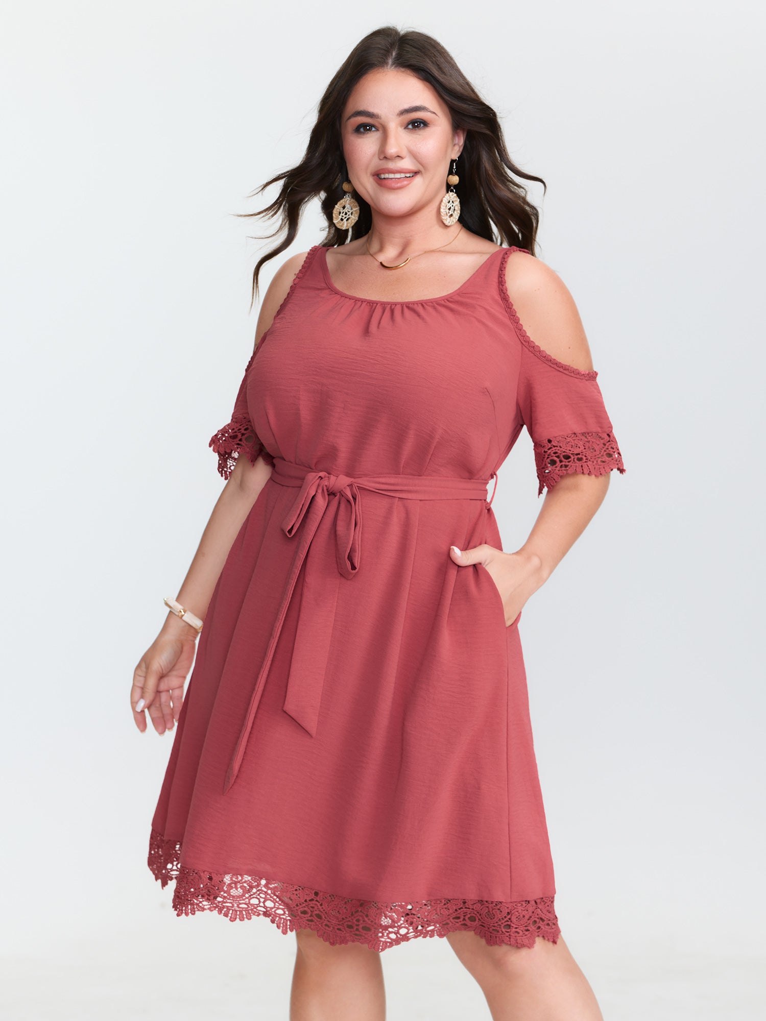 Off-Shoulder Waist Tie Mini Dress