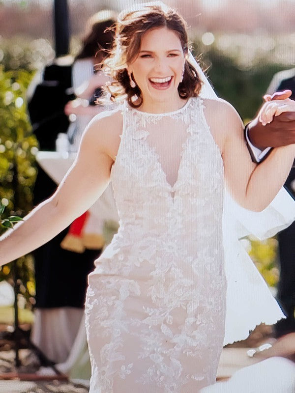 Beautiful Sheath Sleeveless Lace Wedding Dresses