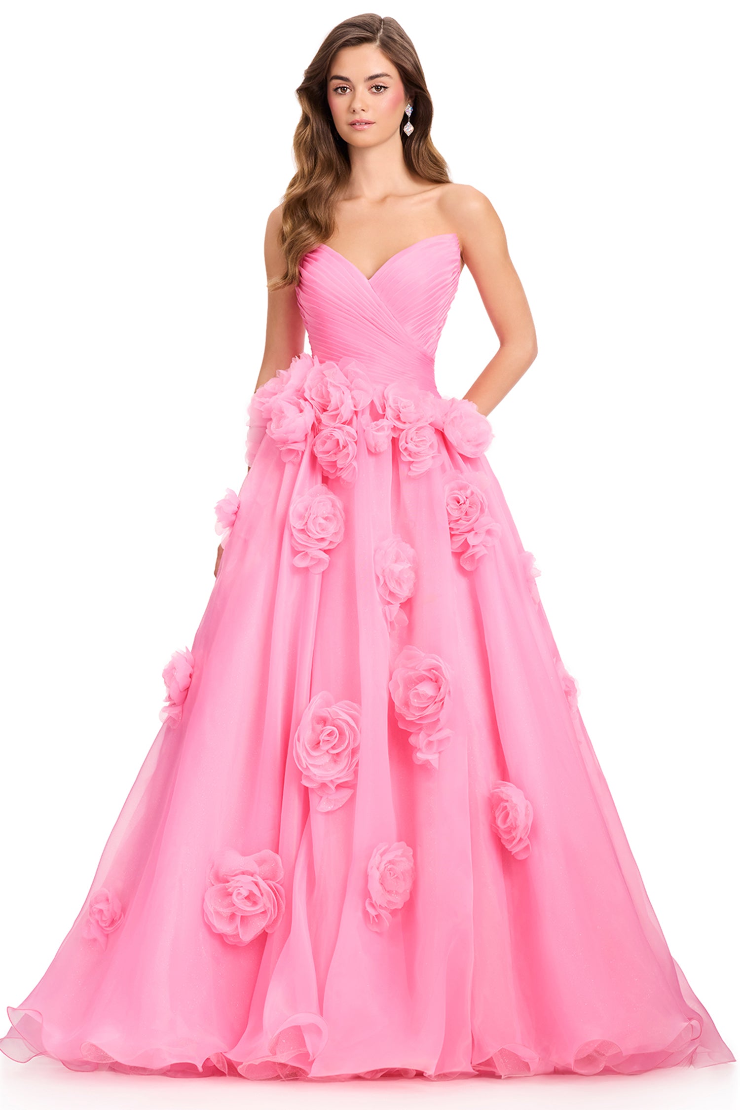 Ashley Lauren 12422 - Floral Applique Ruched Sweetheart Prom Ballgown