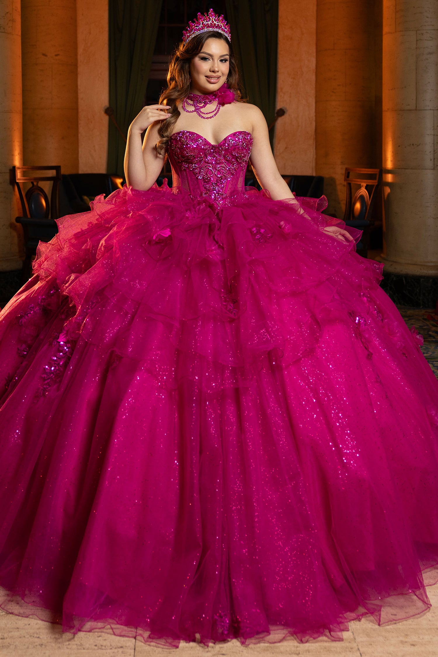 Vizcaya by Mori Lee 4080048 - Tiered Ruffle Strapless Quinceanera Gown
