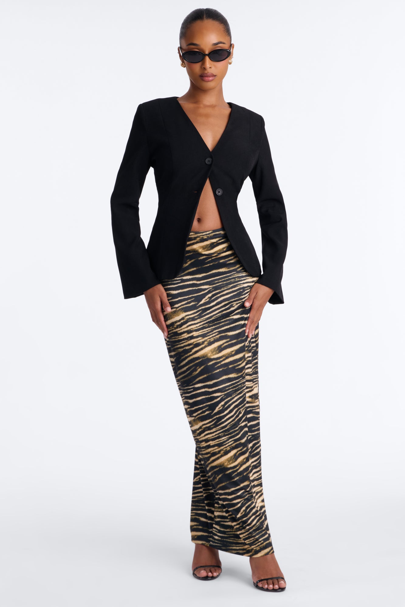 Can't Tame Me Low Rise Maxi Skirt - Brown/combo
