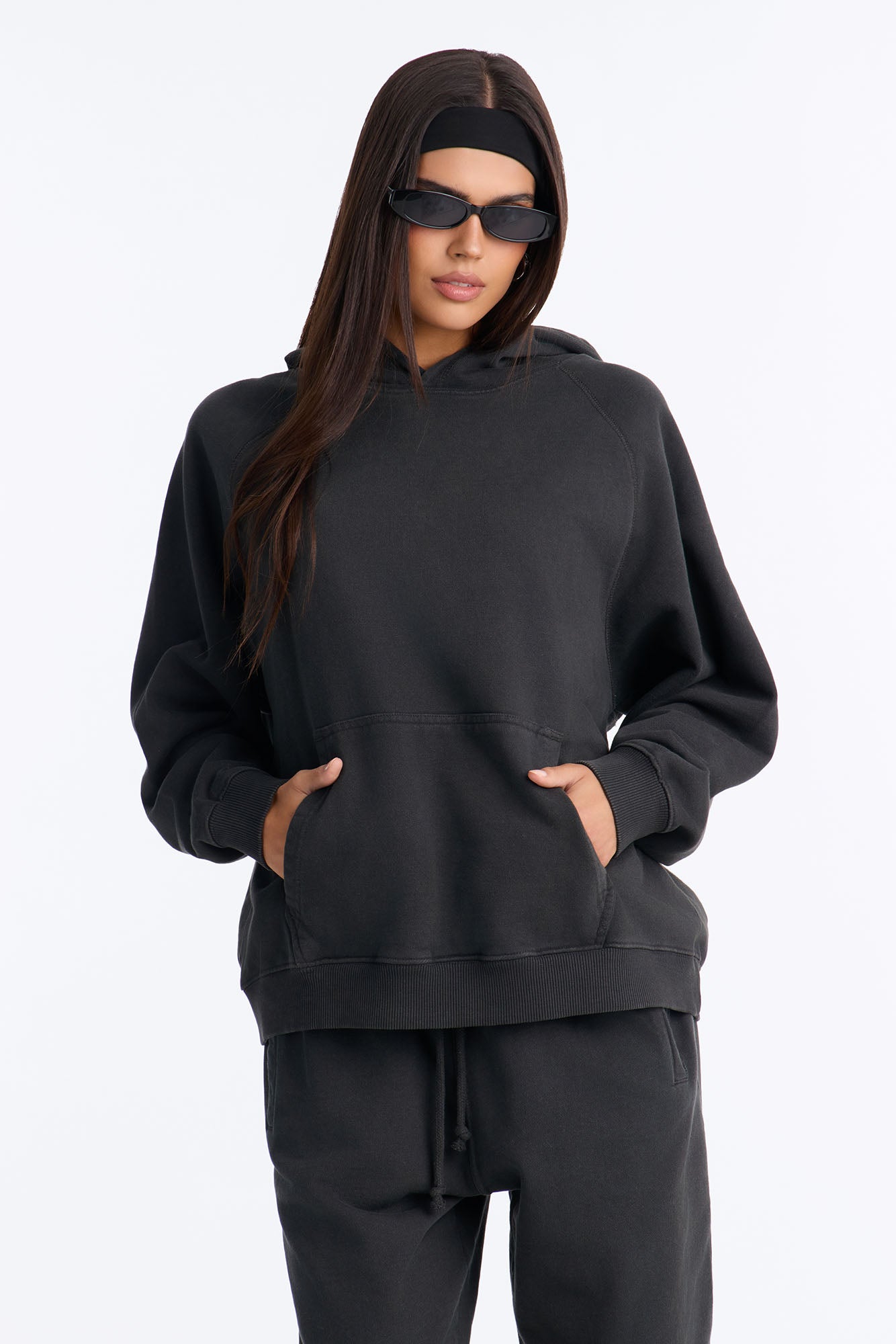 TERRY Classic Pullover Hoodie Sweatshirt - Washed Black