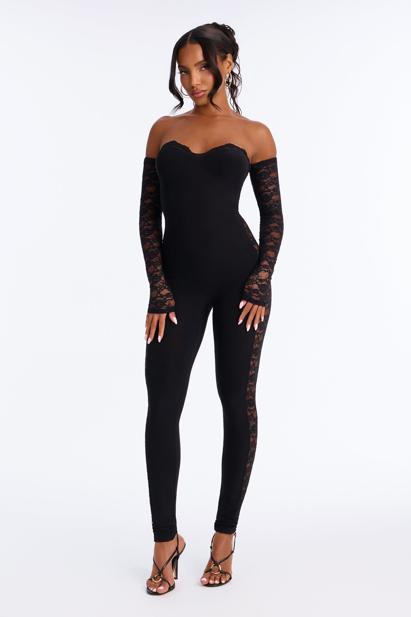 Bianca Laced Skinny Leg Jumpsuit - Black
