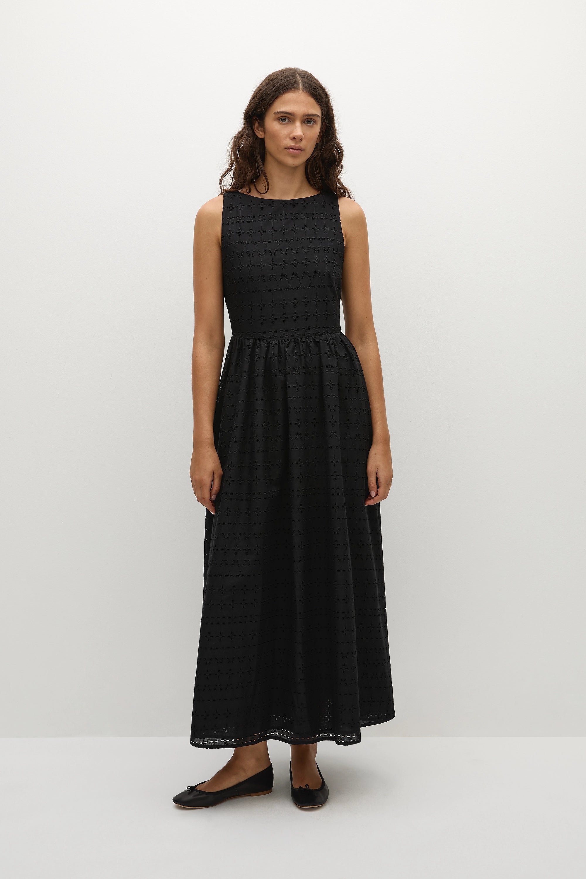 Tuva Midi Dress Agnes Broderie Anglaise Black - Final Sale
