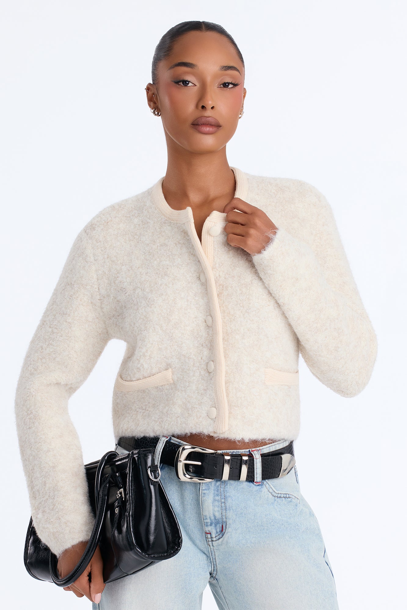 Kristie Fuzzy Cardigan - Ivory