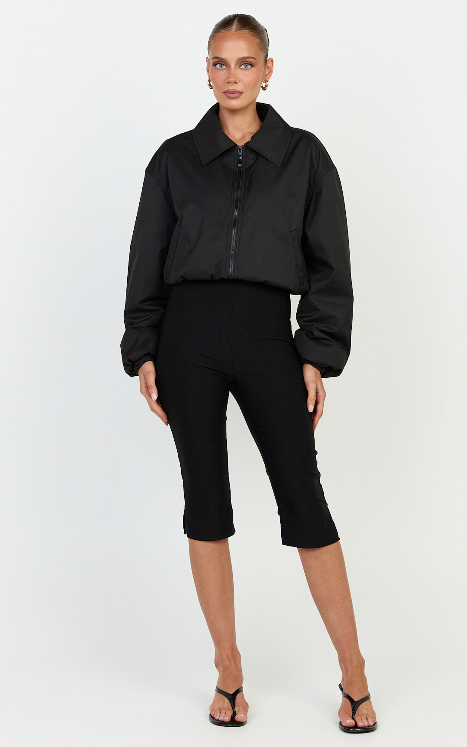 Peterson Jacket - Cropped Bomber Jacket in Black