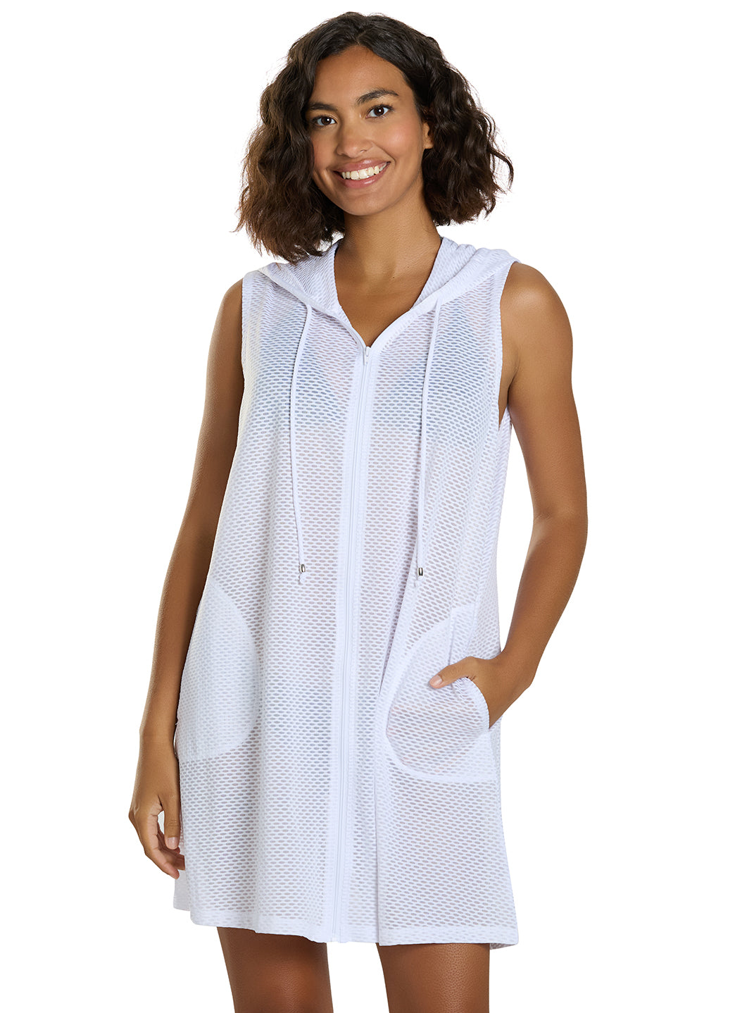 J.Valdi Women's Key West Sleeveless Zip Hoodie Cover Up