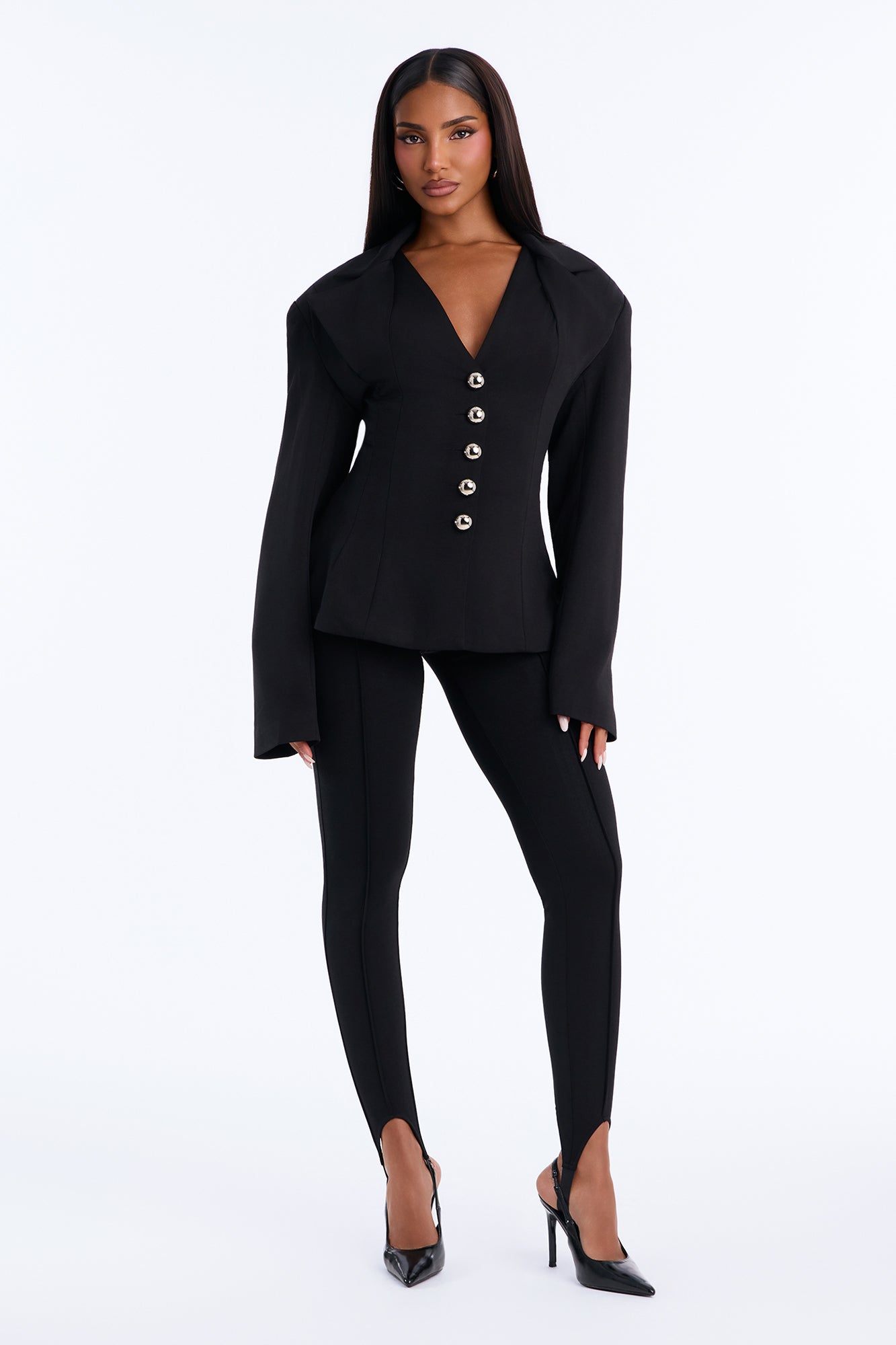 New Meeting Stirrup Legging Set - Black