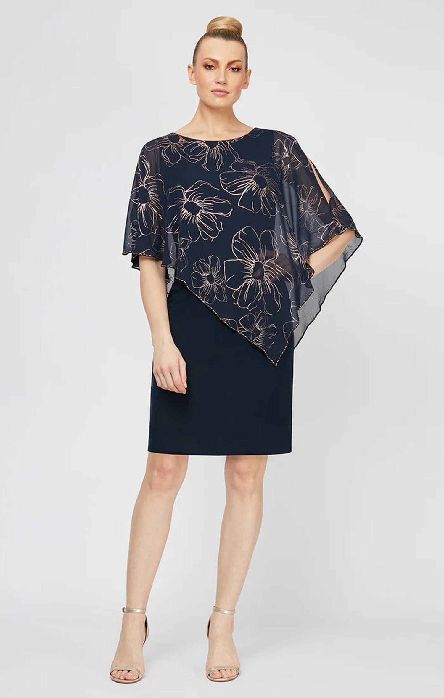 S.L. Fashions 9279146 - Shimmer Overlay Fitted Dress