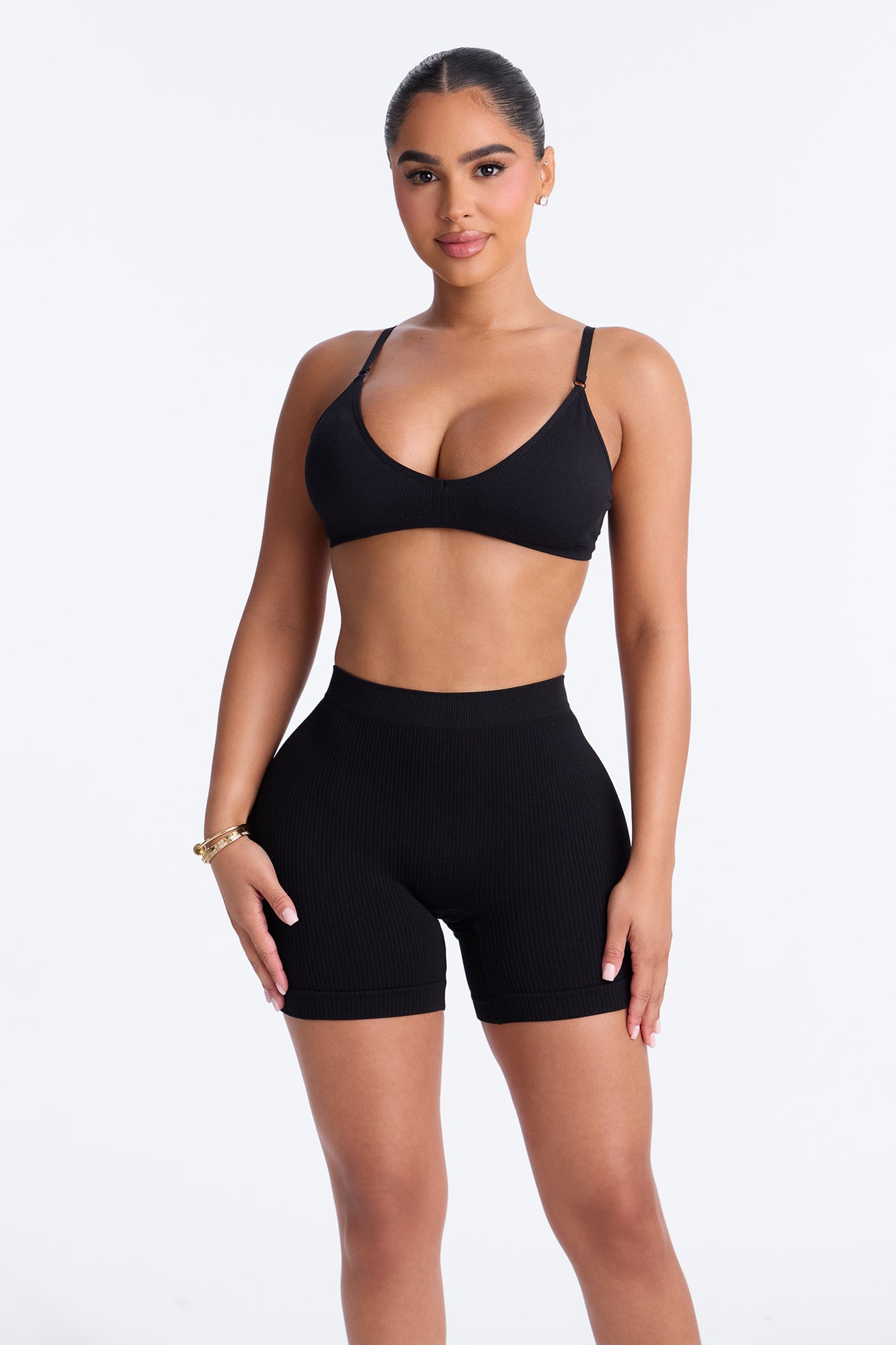Seamless Ribbed Biker Short Panty - Black